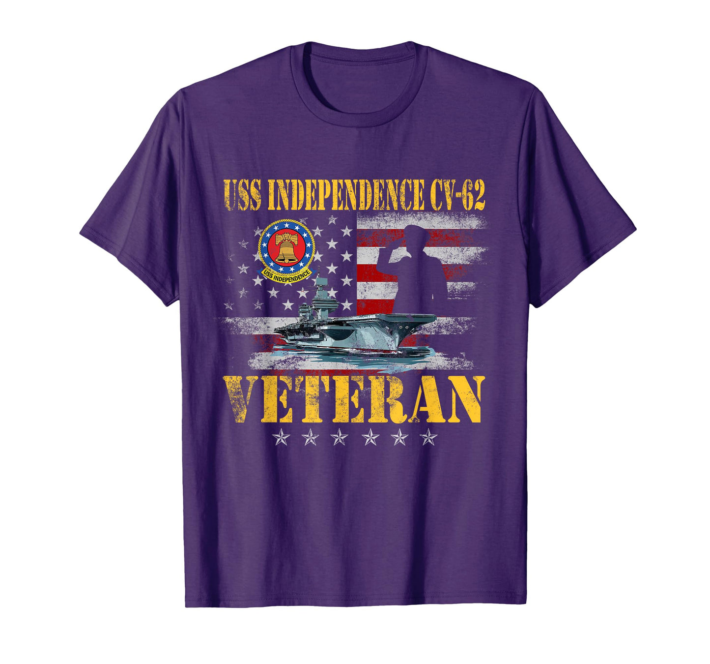 Vintage USS Independence CV-62 Aircraft Carrier Flag Veteran T-Shirt