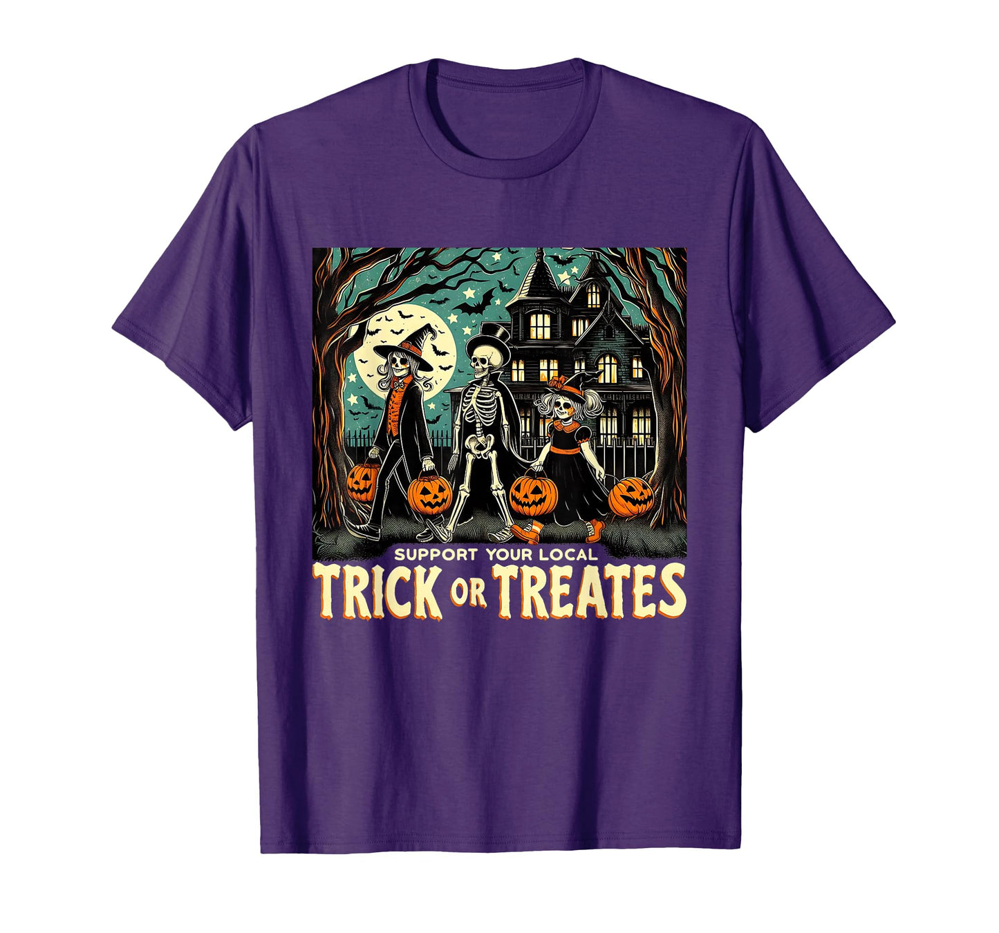 Support Local Trick or Treats Retro Halloween Art T-Shirt