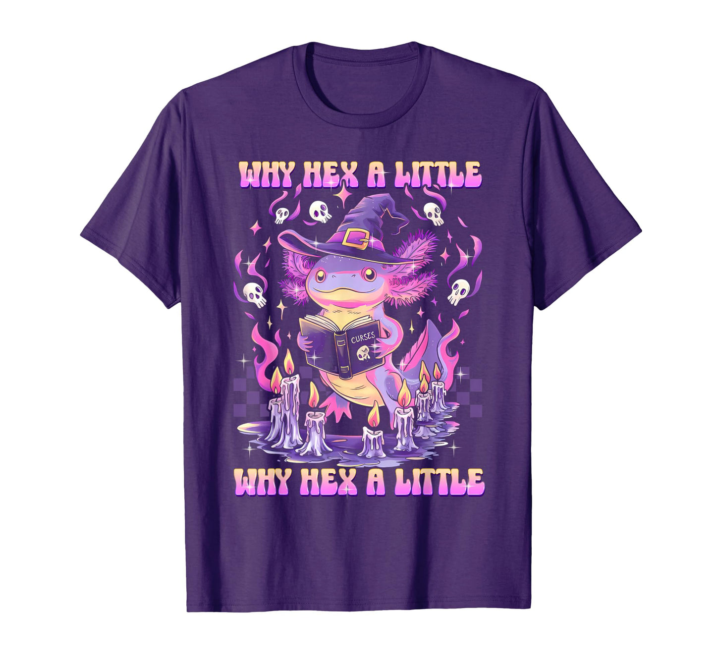 Funny Hexalotl Axolotl Witch Magic Halloween Pun T-Shirt