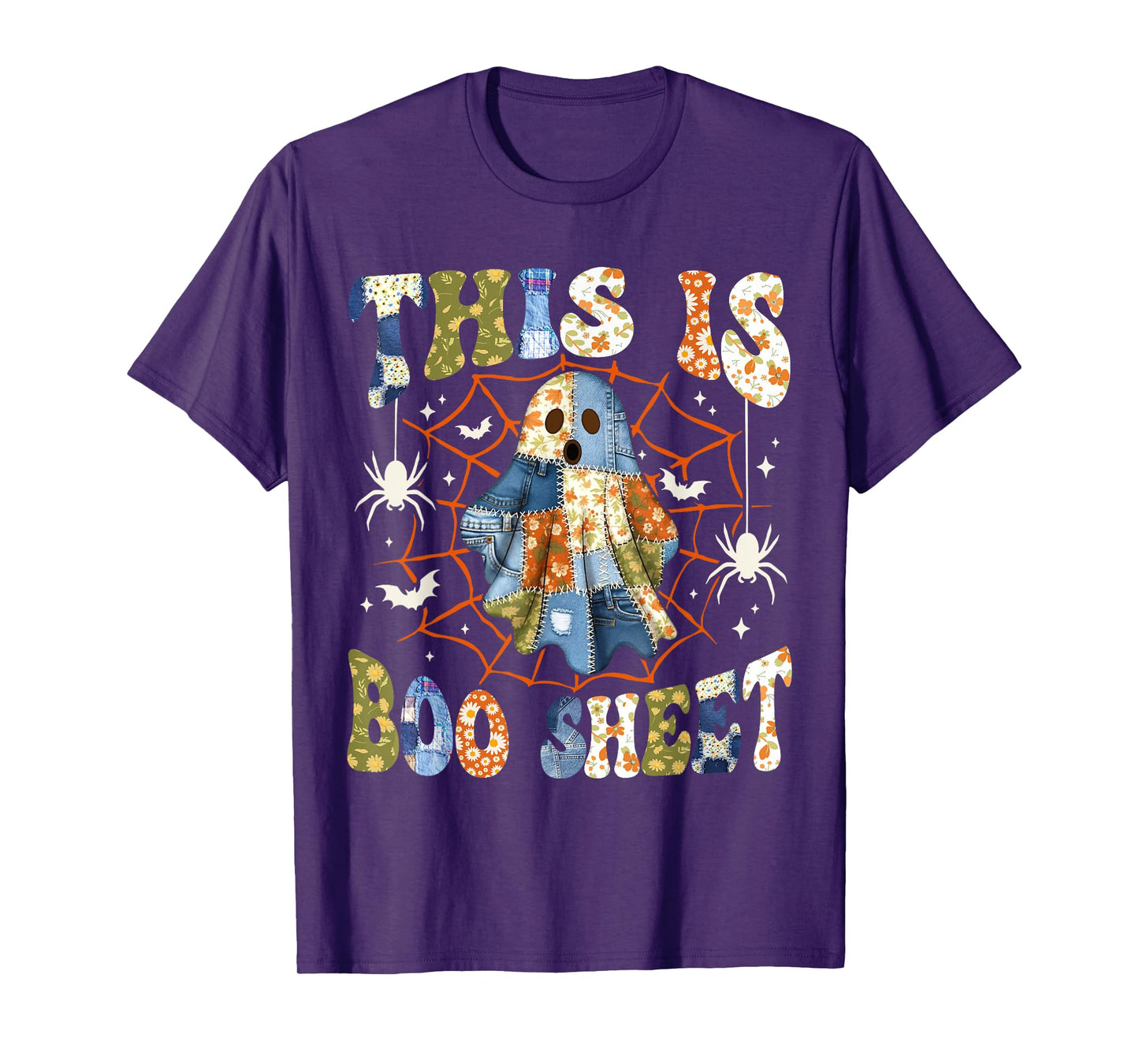 Boo Sheet Ghost Funny Retro Groovy Preppy Costume Girls Kids T-Shirt