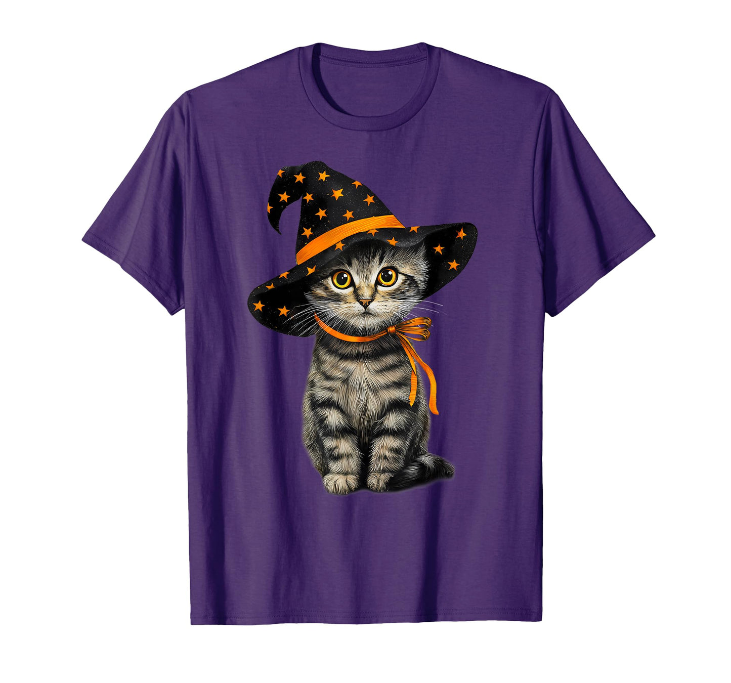 Cute Kitten Lover Cat Witch Hat Halloween Men Women Kids T-Shirt