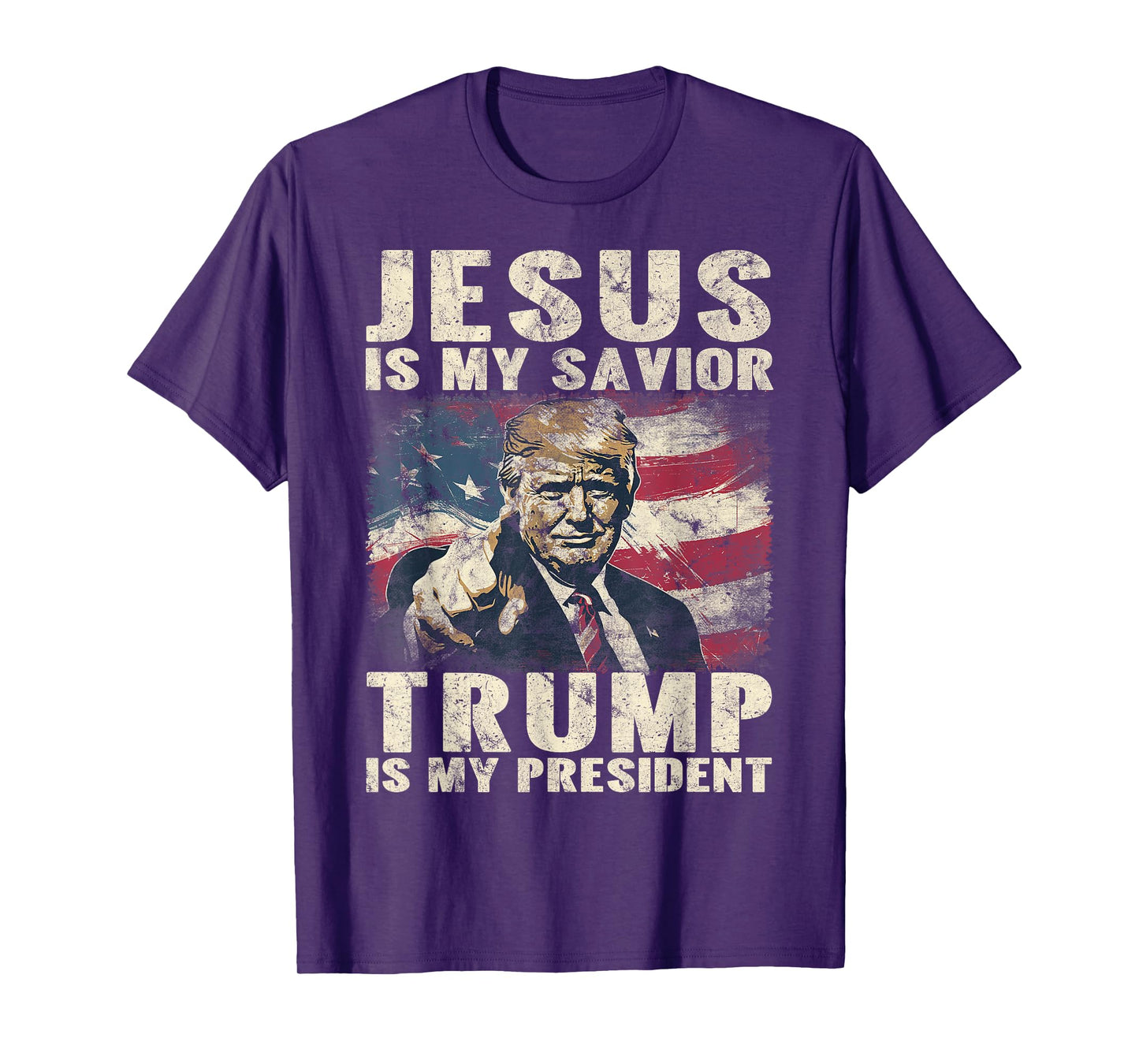 Jesus Is My Savior Trump Is My President 2024 American Flag T-Shirt