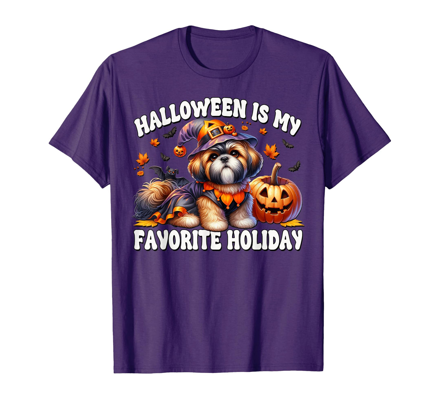 Maltese Shih Tzu Graphic Halloween is My Favorite Holiday T-Shirt