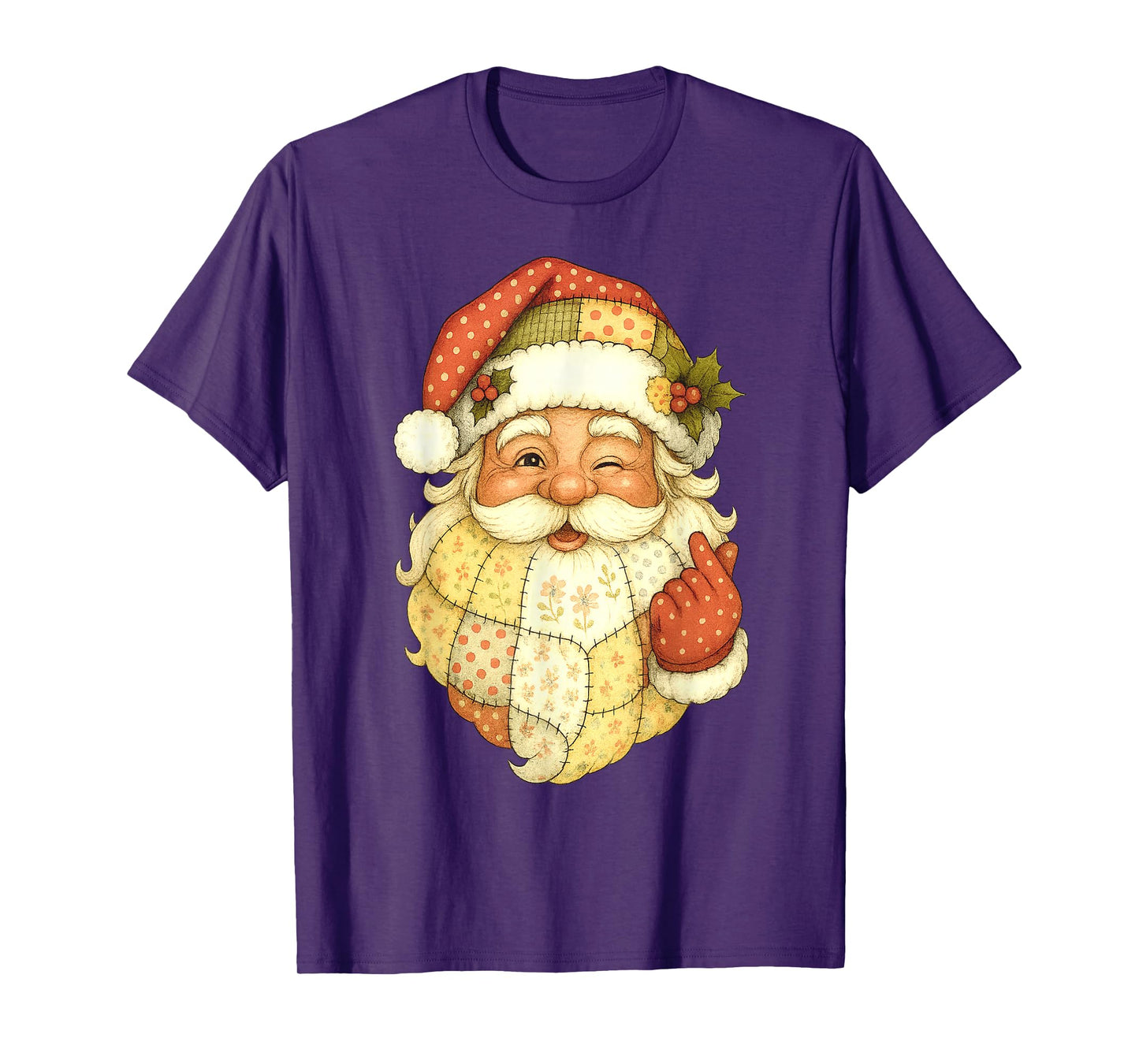 Xmas Patchwork Santa Claus Christmas Funny Mens Womans Kids T-Shirt