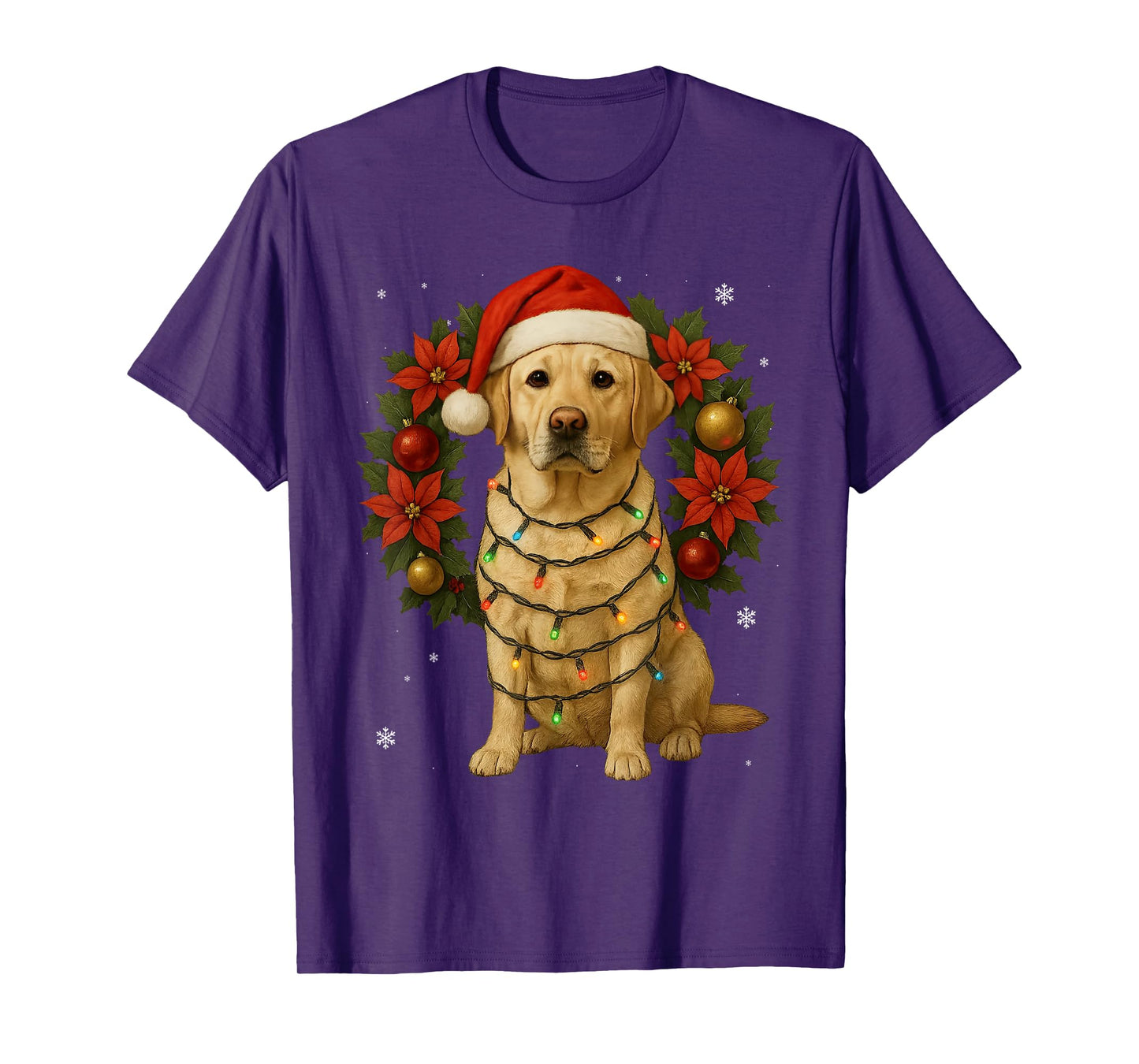 Labrador Retriever Xmas Dog Mistletoe Wreath Holidays T-Shirt