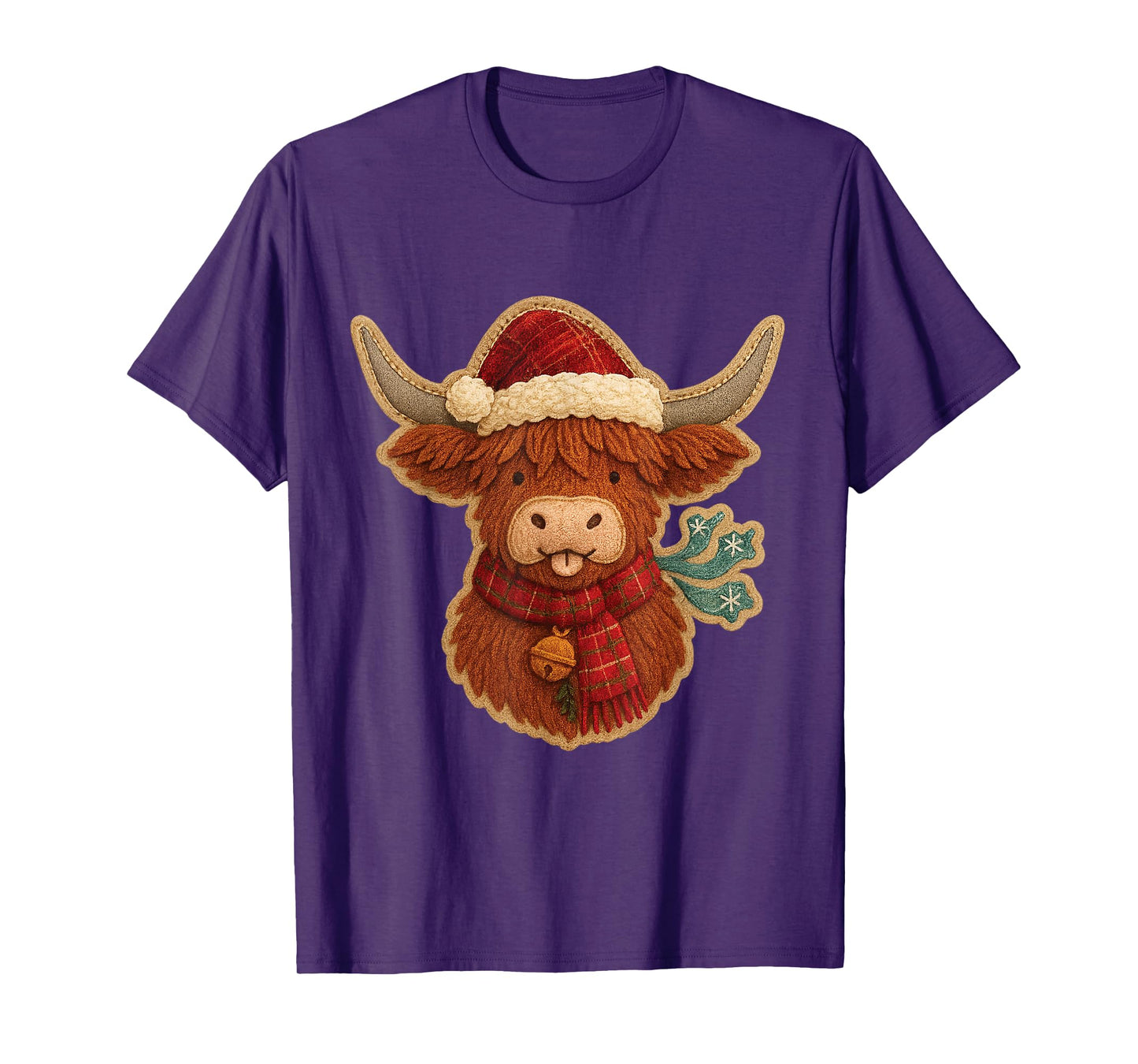 Highland Cow Christmas Cute Santa Hat Plaid Men Women Kids T-Shirt