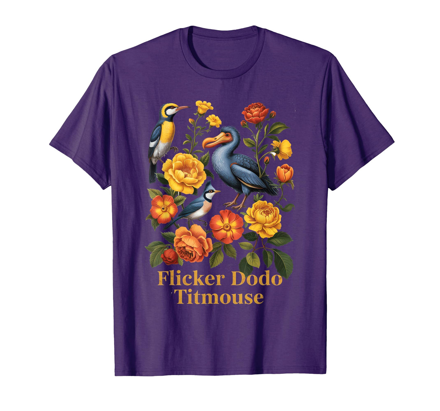 Funny Flicker Dodo Titmouse Vintage Floral Shirt Womens Mens T-Shirt