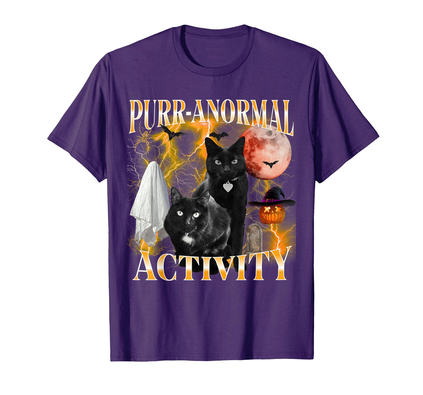 Halloween Black Cat Bootleg Purranormal Activity Ghost T-Shirt