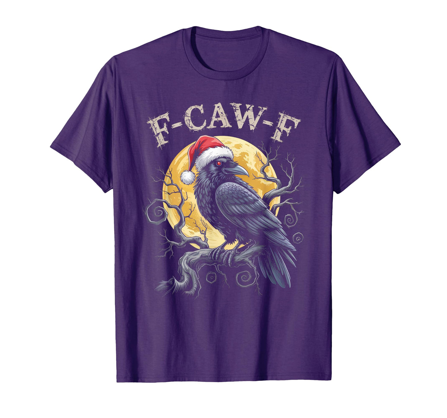 Funny Crow F-CAW-F Black Bird, Gothic Christmas Santa Hat T-Shirt