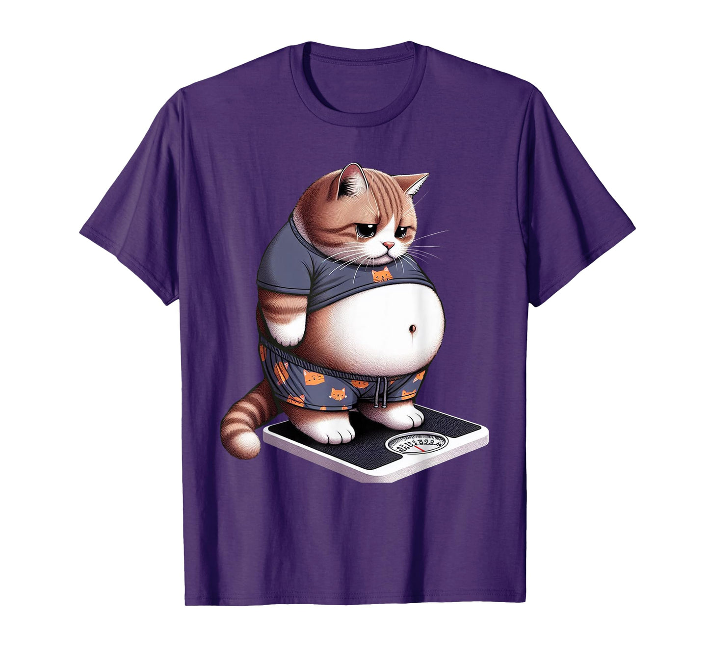 Funny Fat Cat Cute Chubby Kitten T-Shirt, Small, Black