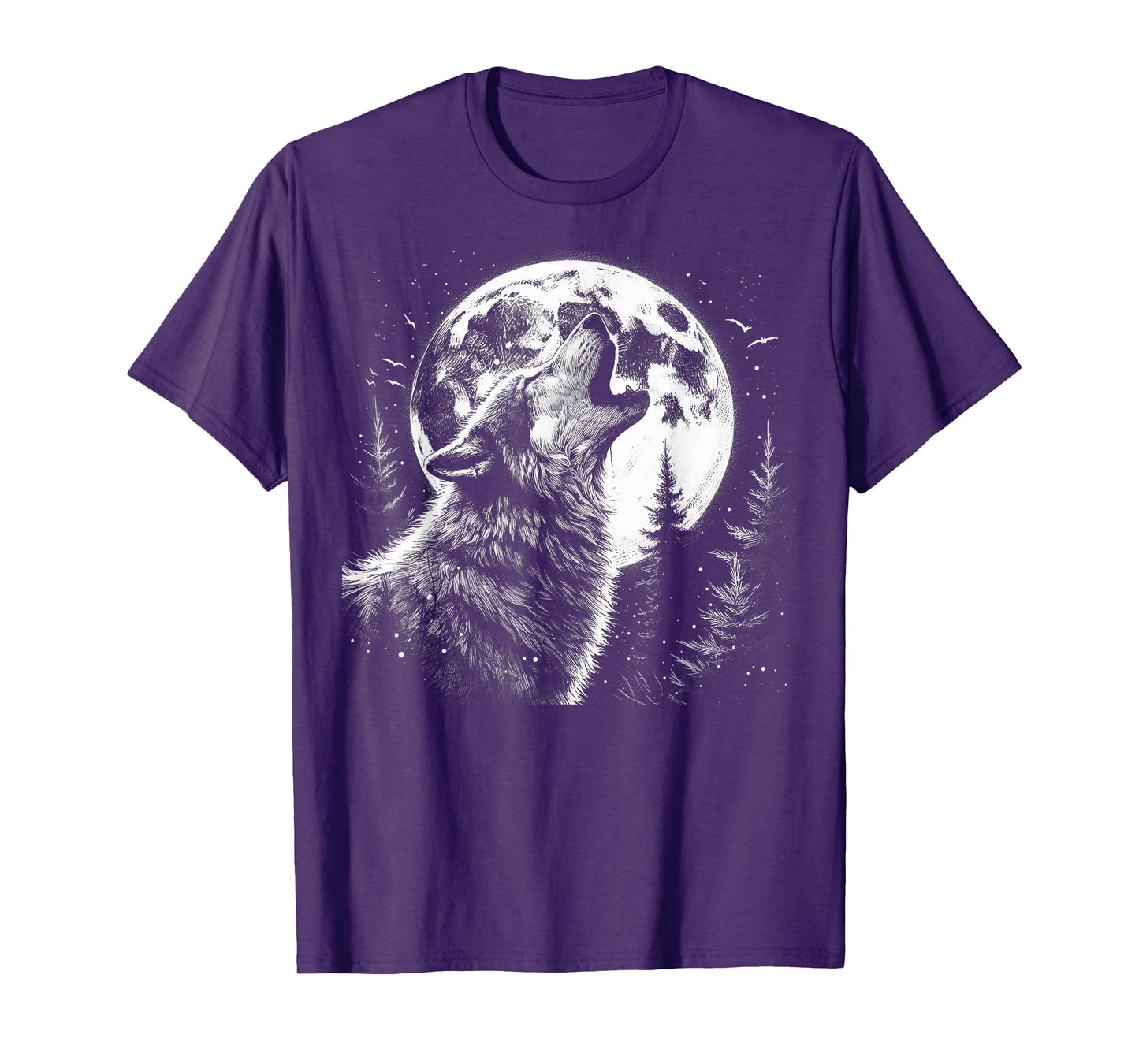 Graphic Tee Wolf Howling Moon Forest Nature Wildlife Animal T-Shirt