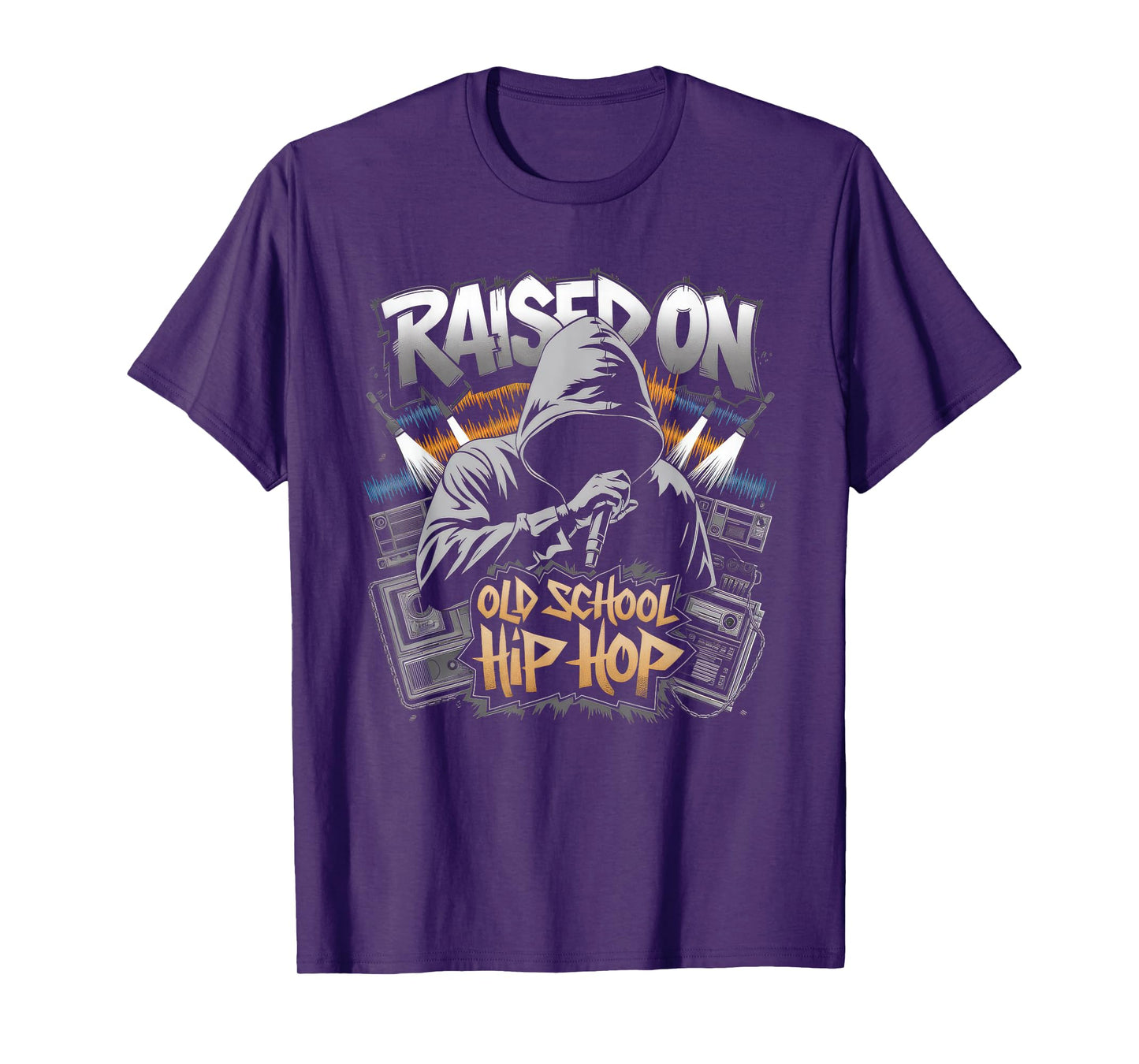 RAISED ON OLD SCHOOL HIP HOP Tshirt Cassette Graffiti Rap T-Shirt