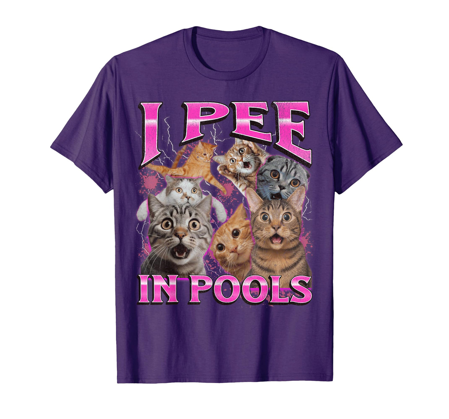 I Pee In Pools Funny Unhinged Cat Meme Bootleg Graphic 90s T-Shirt