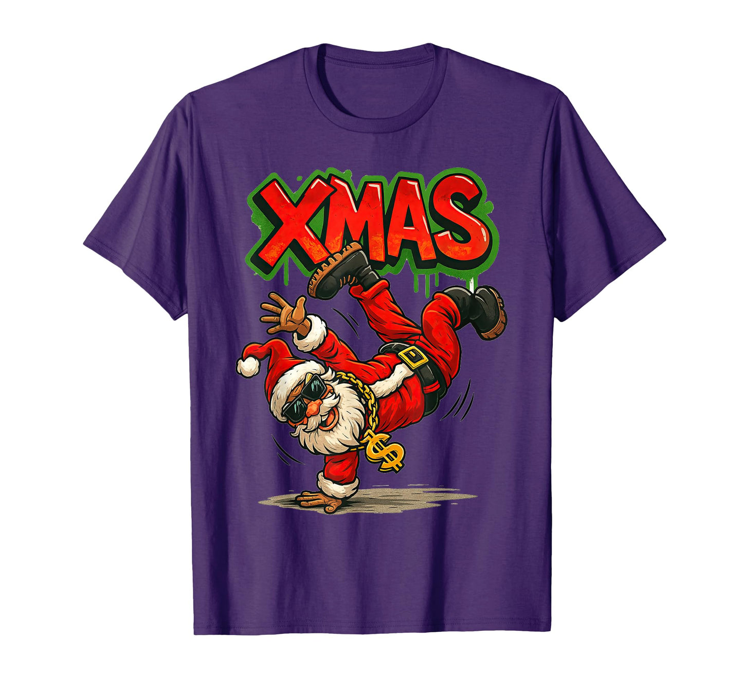 Cool Hiphop Breakdancing Santa Funny Xmas T-Shirt