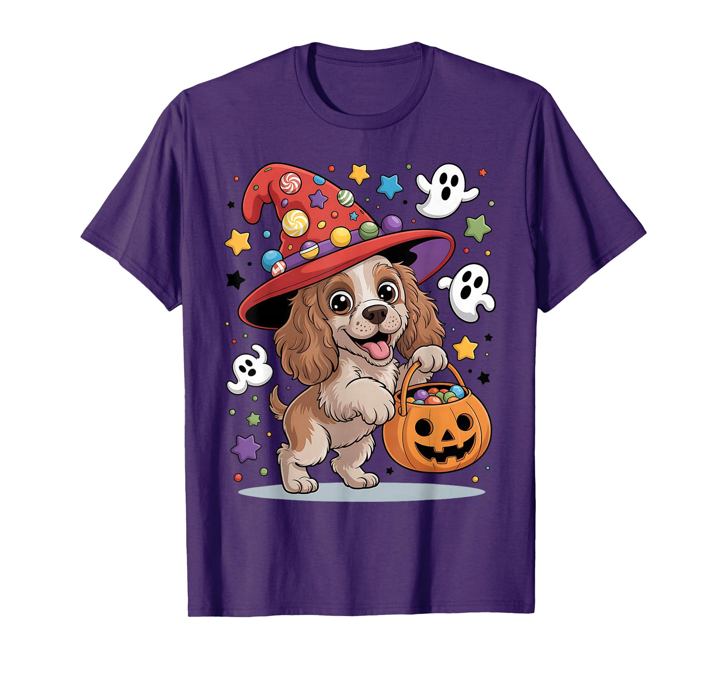 Cocker Spaniel Dog Pumpkin Ghost Candy Witch Halloween T-Shirt