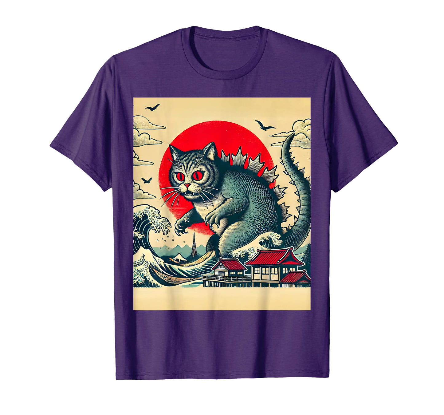 Catzilla Cat Retro Vintage Japanese Kaiju Funny Cat Monster Men Women Girls Kids T-Shirt
