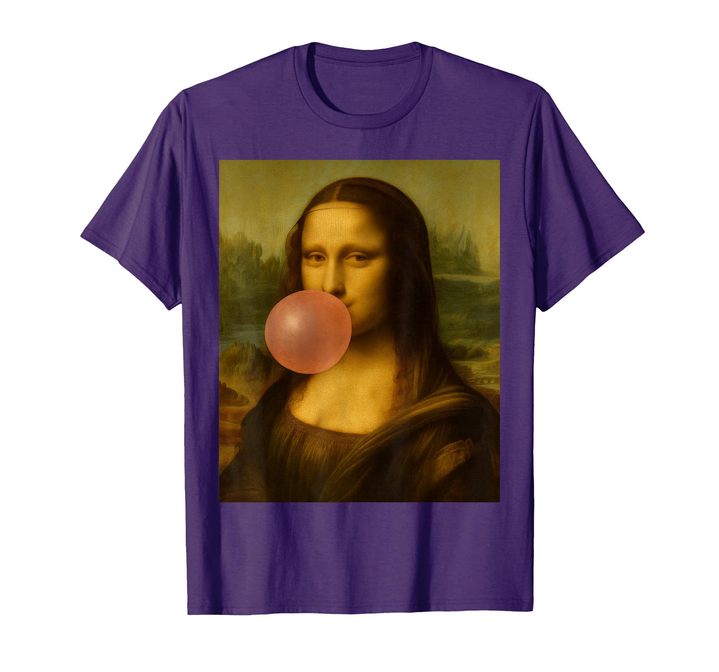 Funny Vintage Design Mona Lisa Blowing Bubble Gum T-Shirt