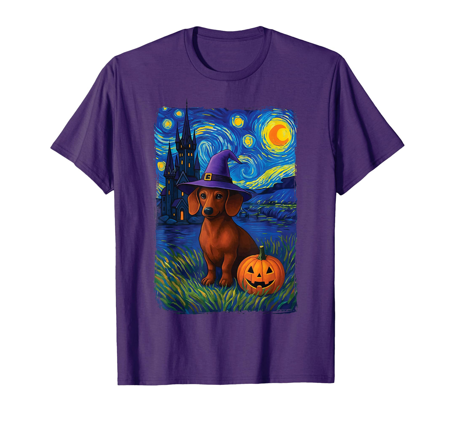 Dachshund Starry Night Halloween T-Shirt