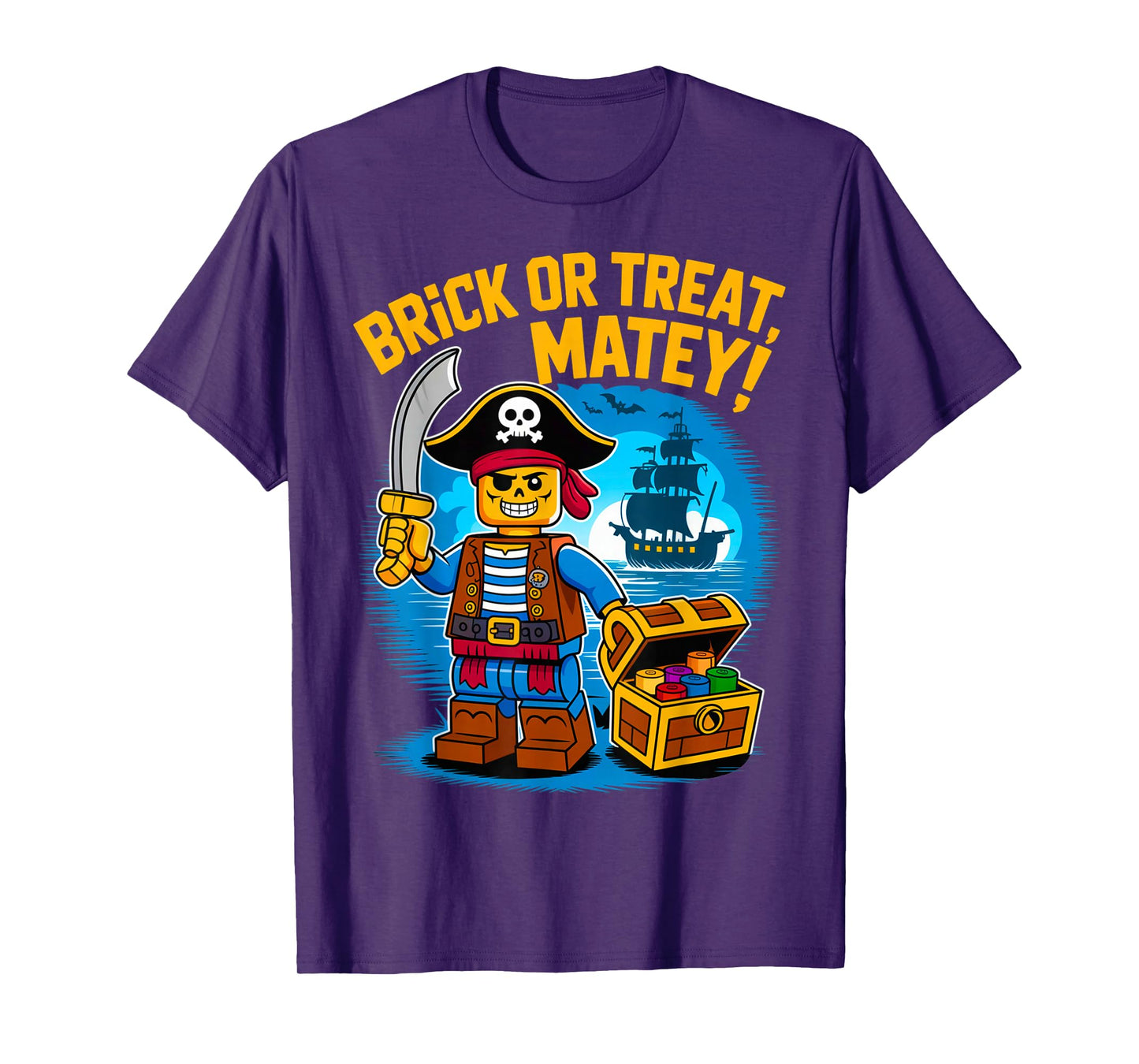 Halloween Bricks Pirate Skeleton Builder Blocks Building Toy T-Shirt