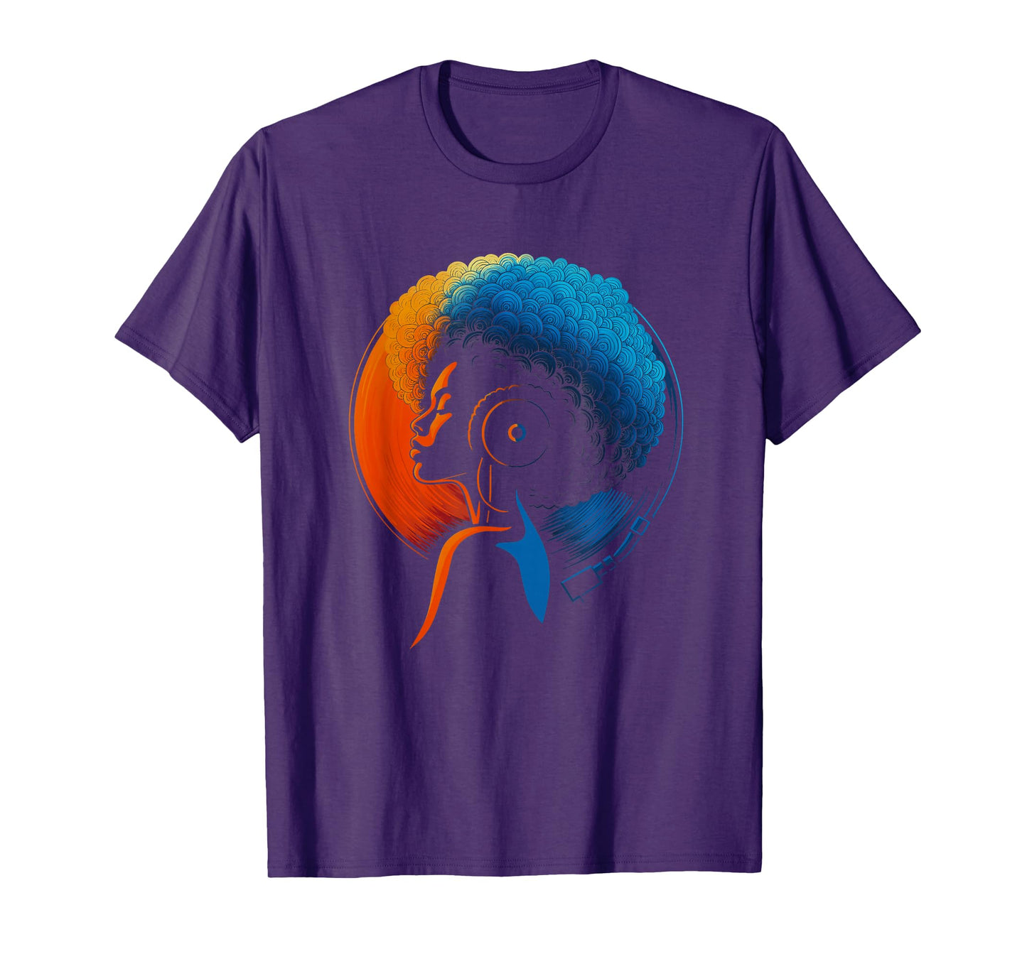 Retro Funky Afro Soul Vinyl Record Silhouette Art T-Shirt