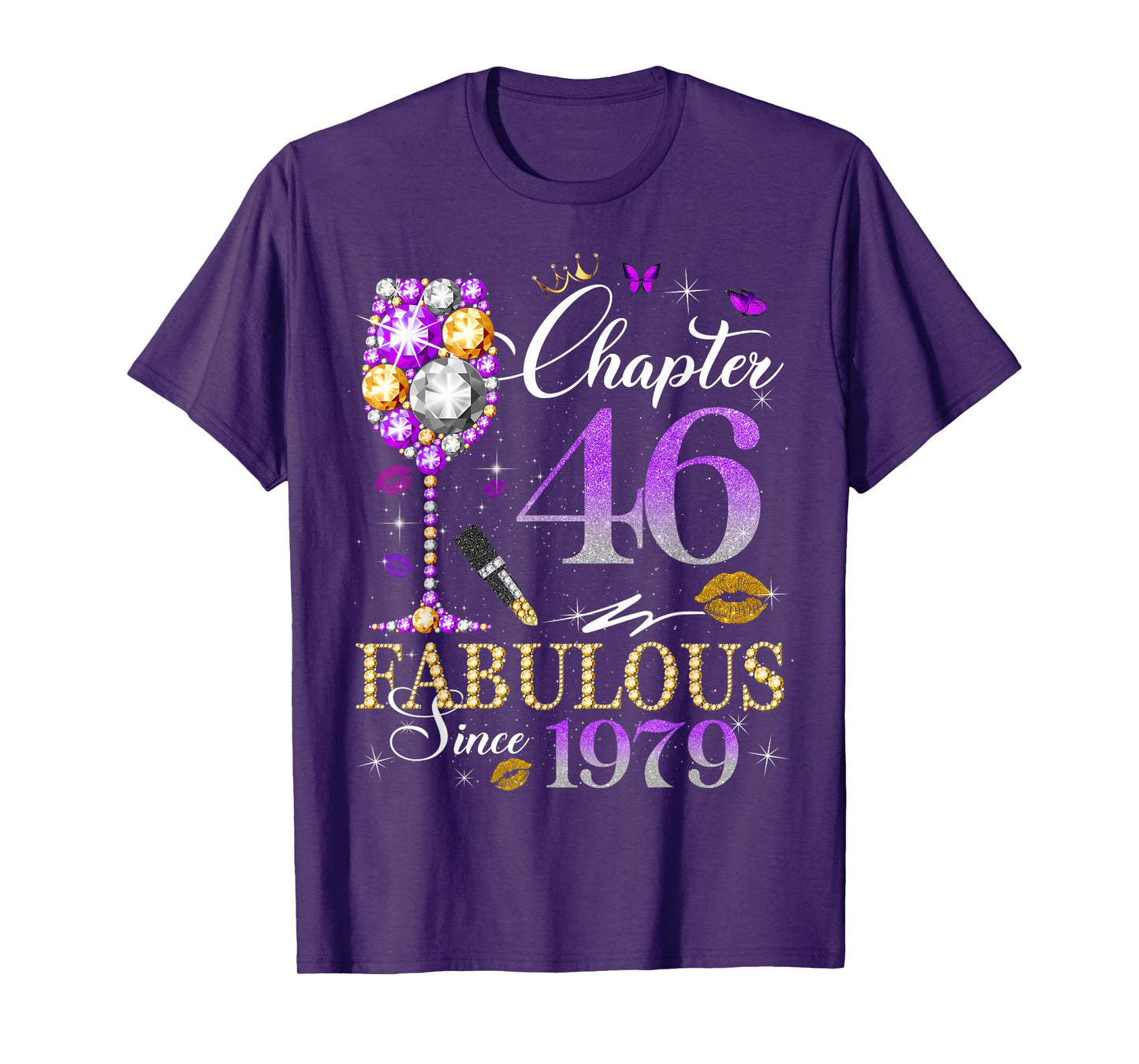 Womens Chapter 46 Fabulous Est 1979 46th B-day Queen Diamond T-Shirt