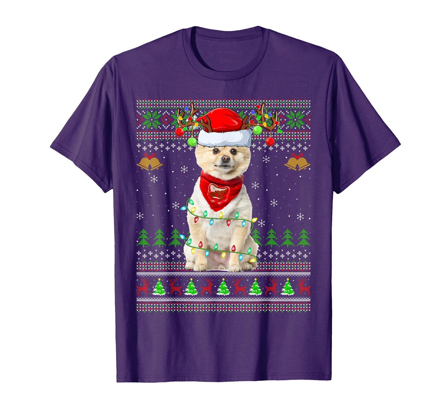 Pomeranian Dog Ugly Christmas Sweaters Holiday Santa Xmas T-Shirt
