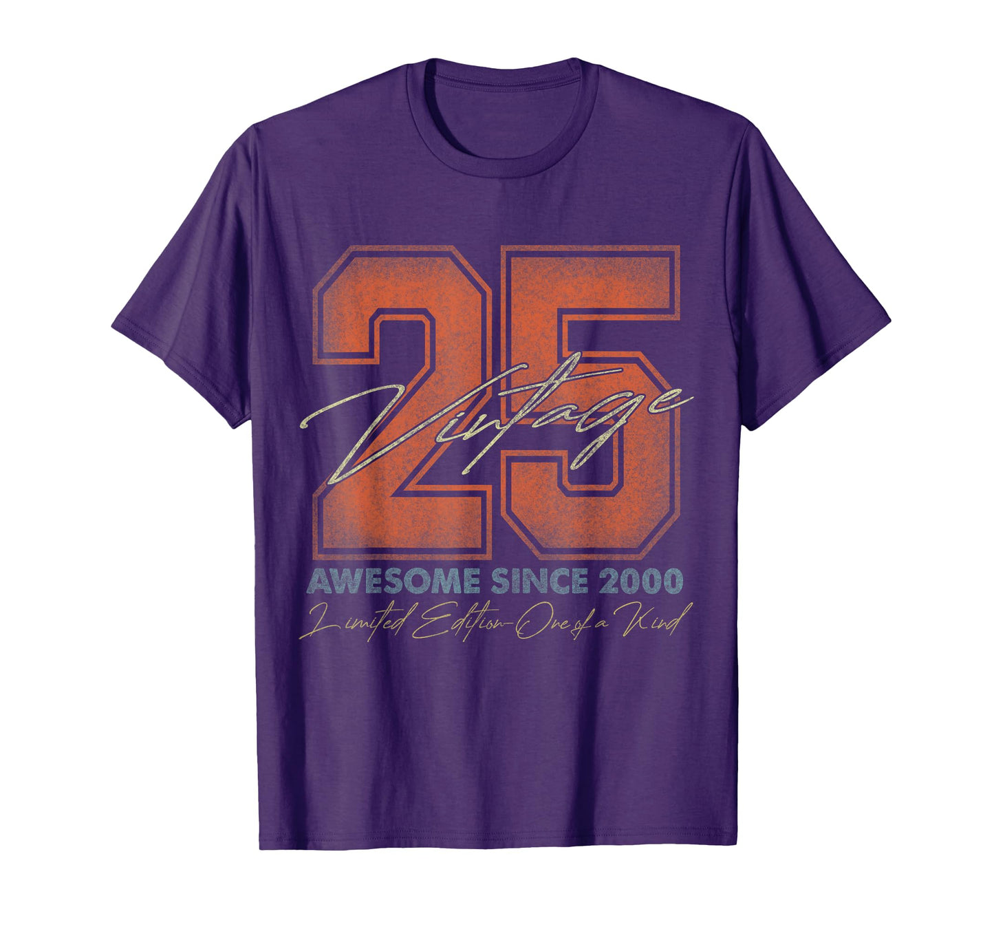 Vintage Number Shirts For Men and Women 2025 25th Birthday T-Shirt - Unisex-Adults - Black - Small - Short Sleeve - T-Shirt - Limited Edition