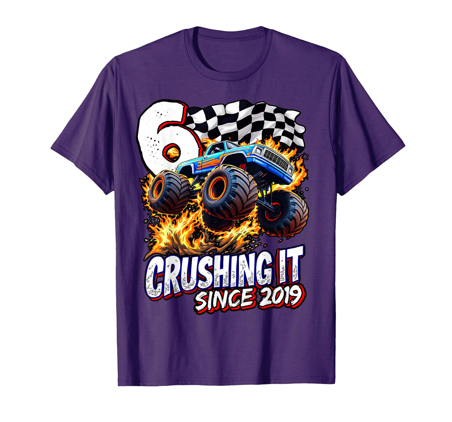 Birthday Monster Truck 6 year Old Boys 6th Party Born 2019 T-Shirt