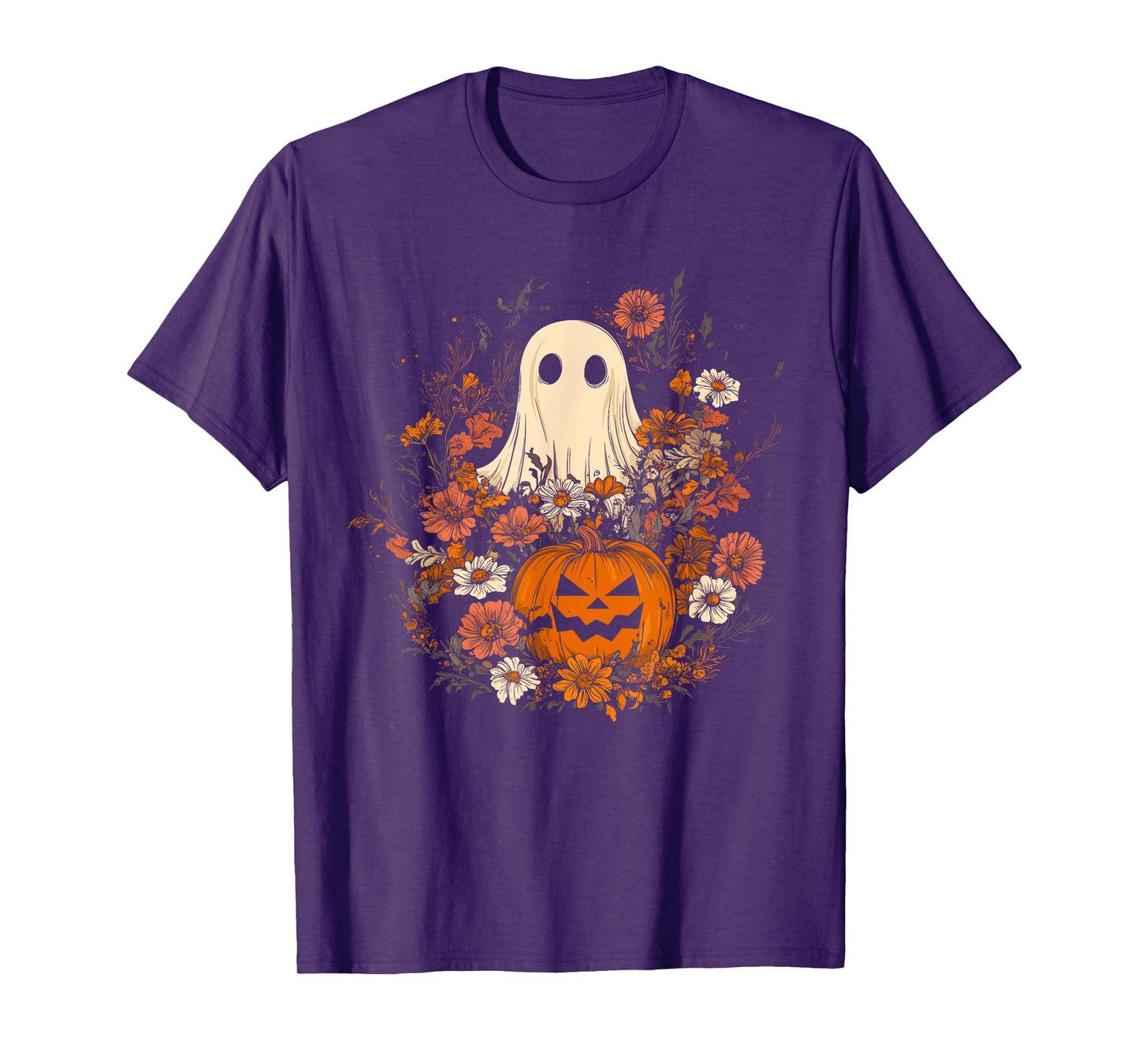 Vintage Floral Ghost Halloween Ghost in the Forest Gothic T-Shirt