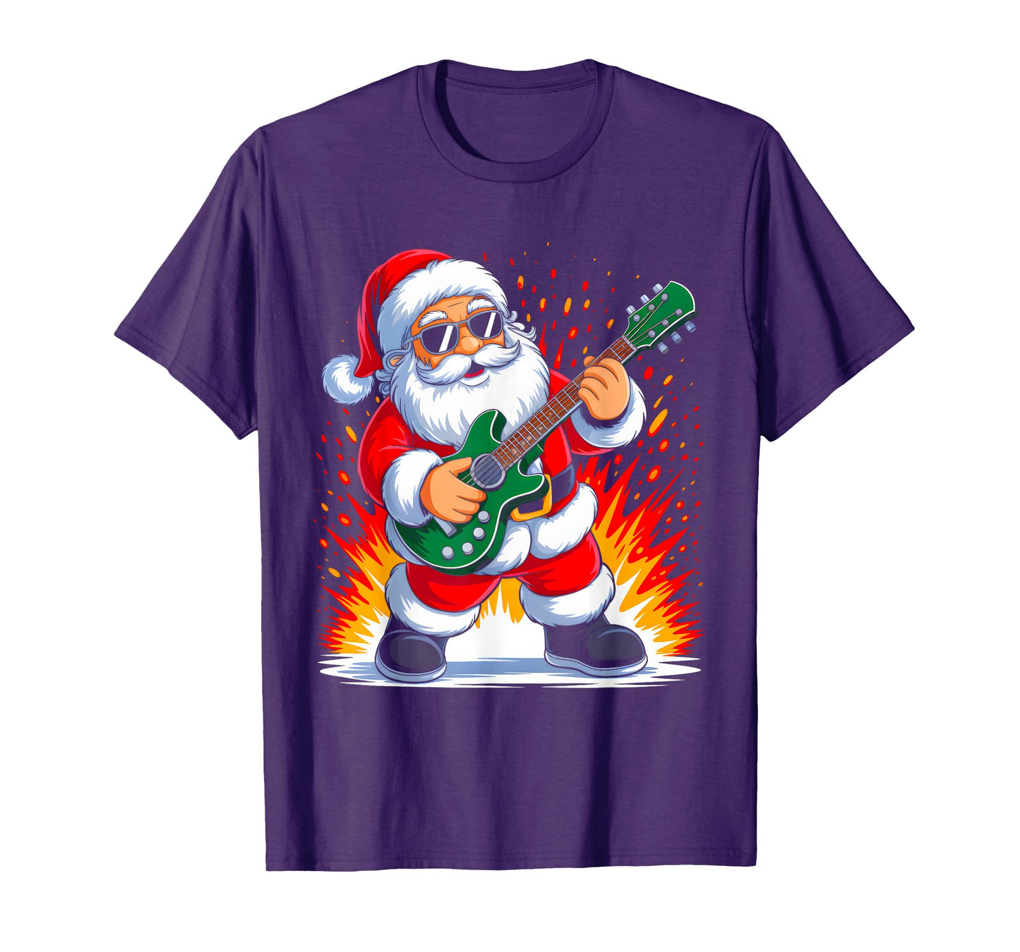 Guitar Classic Santa Playing Drums Funny Christmas Xmas T-Shirt