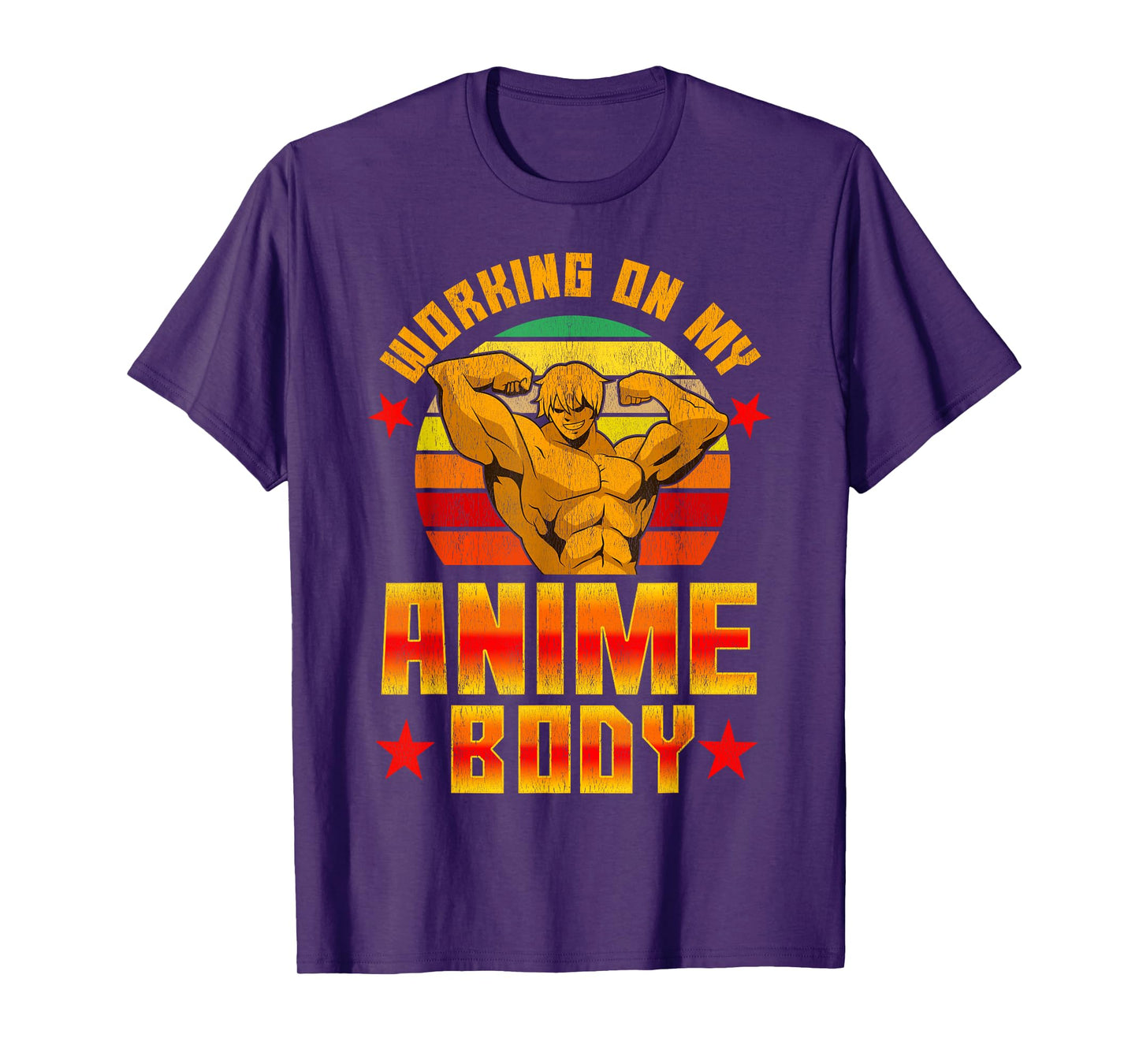 Working On My Anime Body Vintage Retro Bodybuilder T-Shirt
