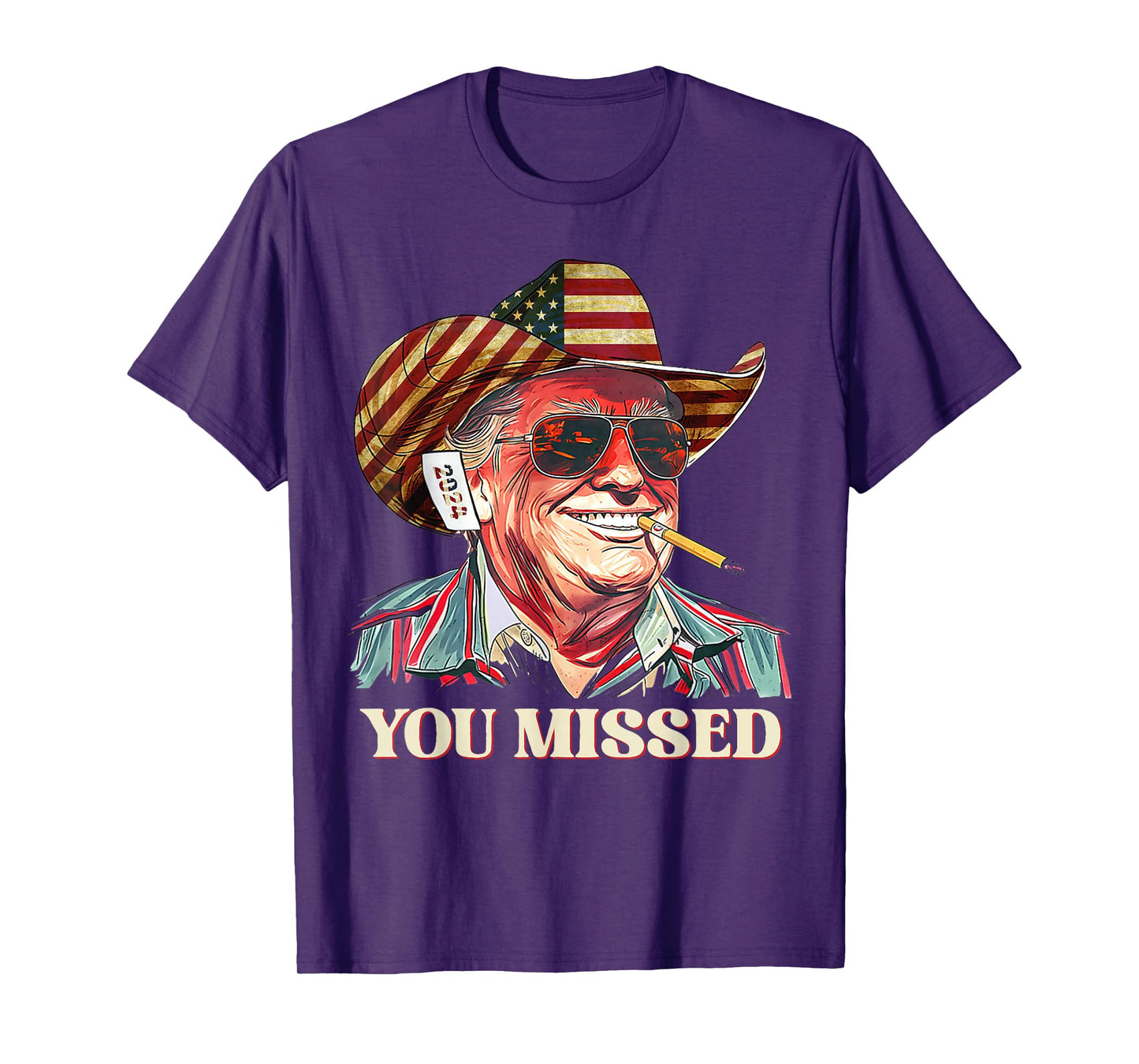 Western Trump Cowboy You Missed american flag cowboy hat T-Shirt