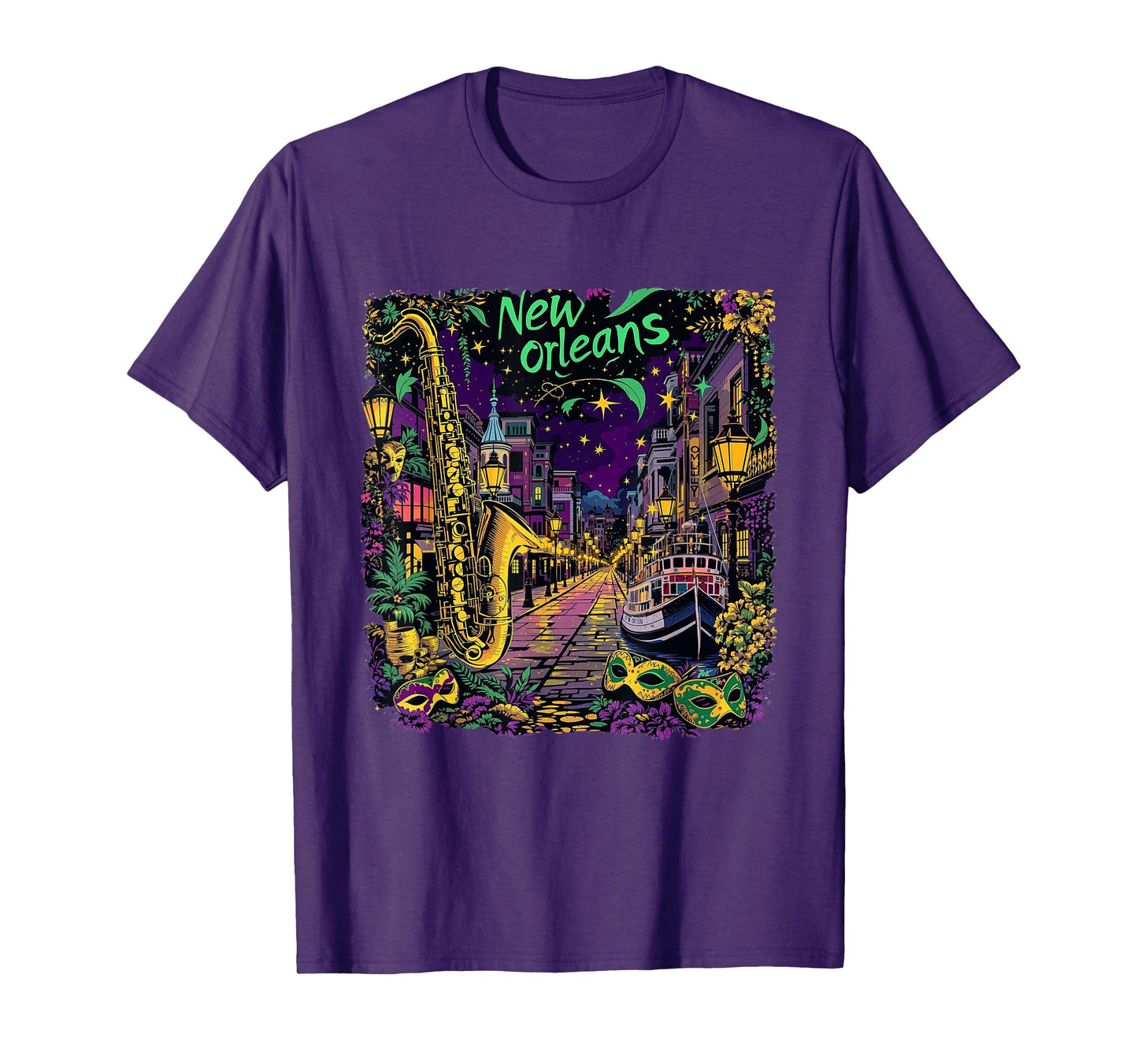 Vintage New Orleans Louisiana Sunset Skyline Cityscape Retro T-Shirt