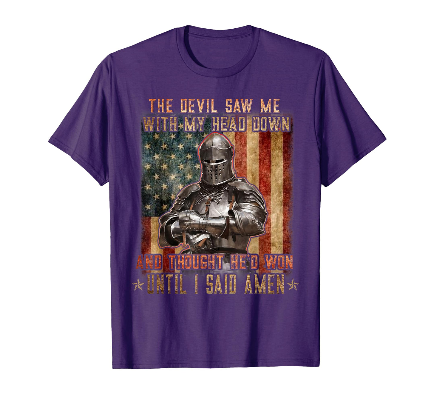 The Crusader - The Devil Saw Me - Knight Templar US Flag T-Shirt