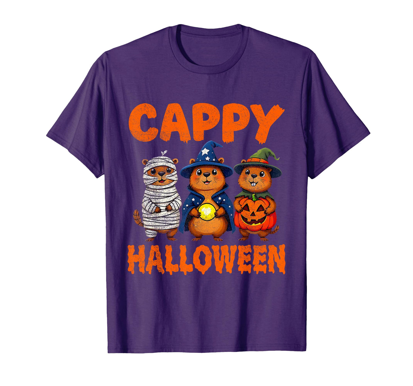 Cappy Halloween Funny Capybara Ghost Witch Pumpkin Spooky T-Shirt