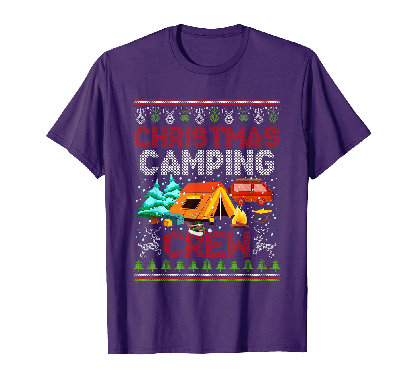 Christmas Camping Crew Buffalo Plaid Santa Hat Xmas Camper T-Shirt