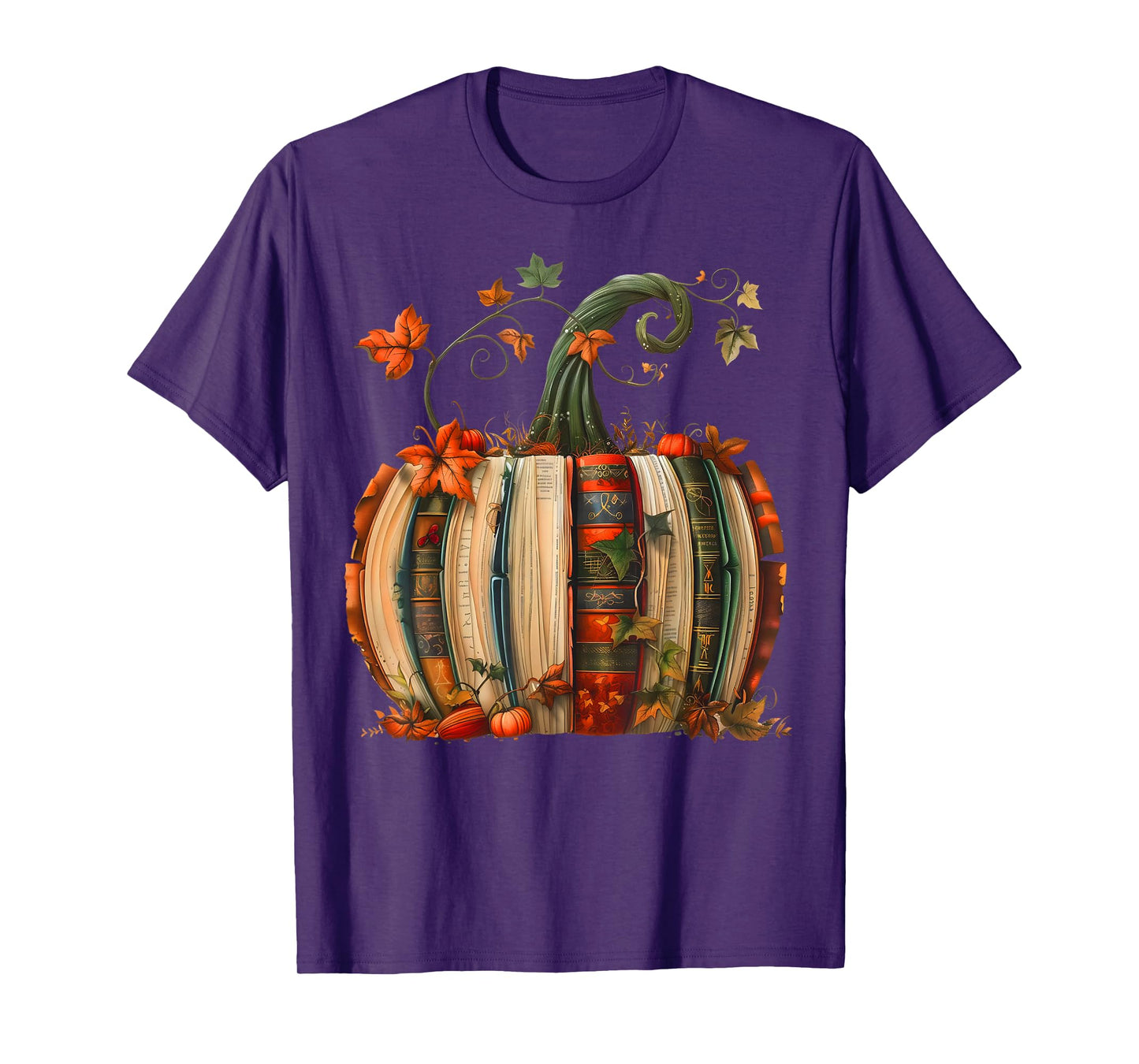 Vintage Book Pumpkin Autumn Fall Librarians Bookworm Teacher T-Shirt