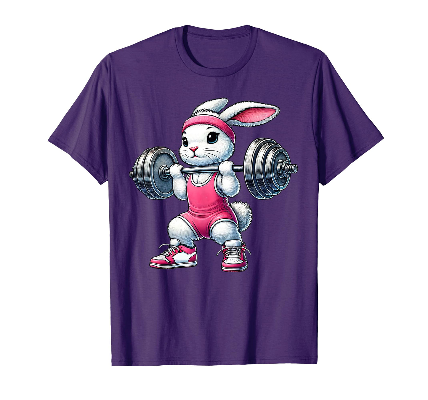 Easter Bunny Lifting Weight Gym Fitness Workout Training T-Shirt
