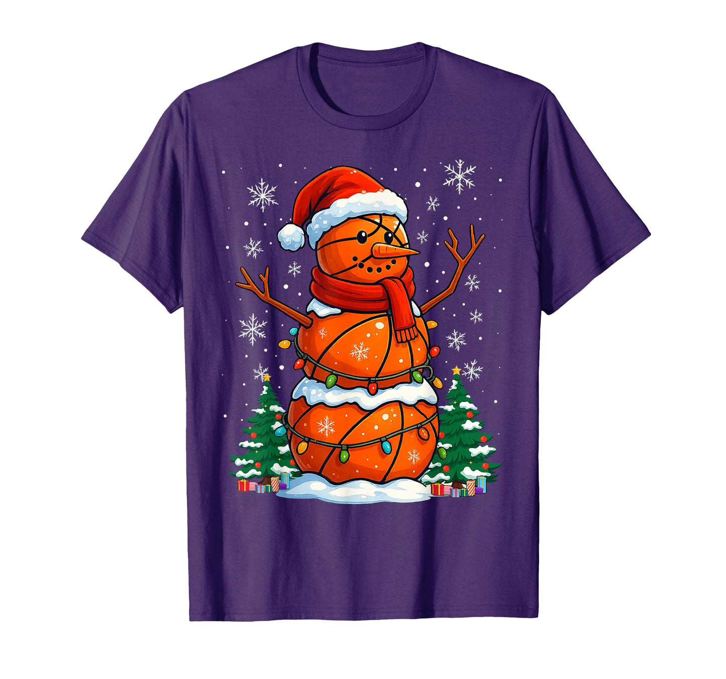 Christmas Basketball Snowman Holiday Sports Xmas Pajamas T-Shirt