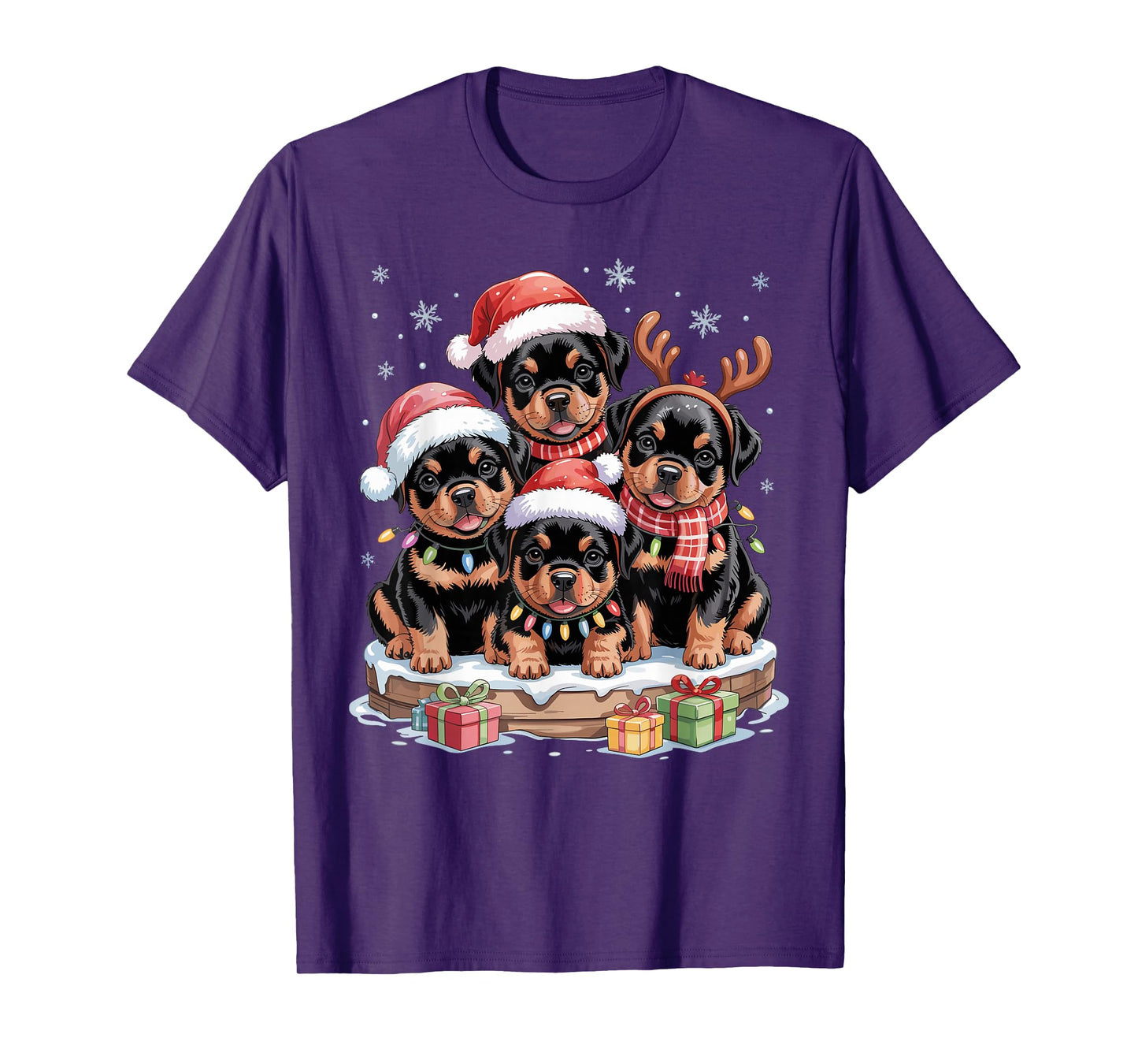 Cute Rottweiler Christmas Puppies Dog Lovers Funny Holiday T-Shirt
