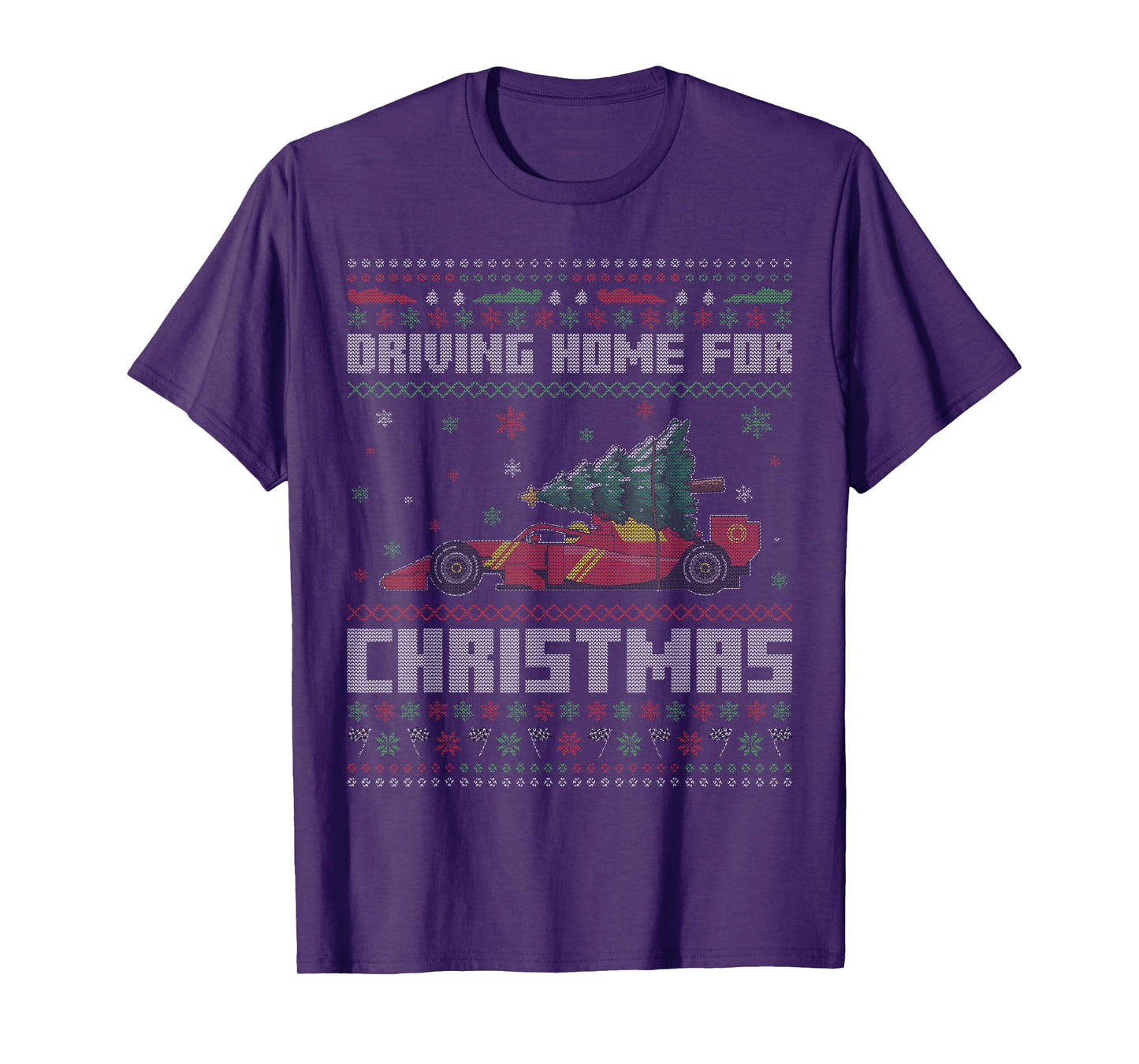 Driving Home for Christmas Racing Funny Ugly Christmas T-Shirt