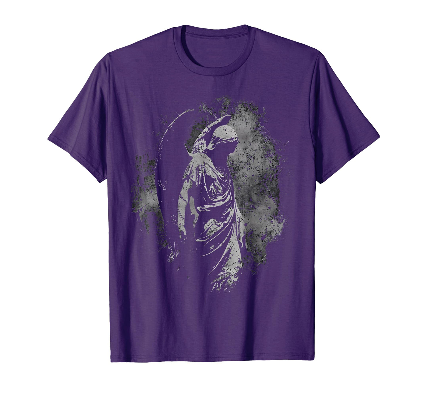 Goth Angel Fallen Statue Dark Art Occult Grunge Alt Horror T-Shirt, Small, Black