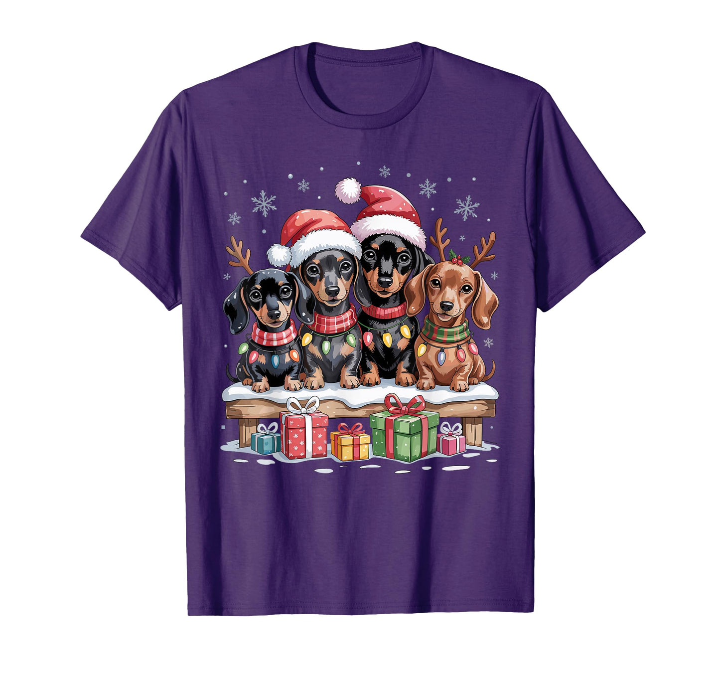 Cute Dachshund Christmas Puppies Dog Lovers Holiday Pajama T-Shirt