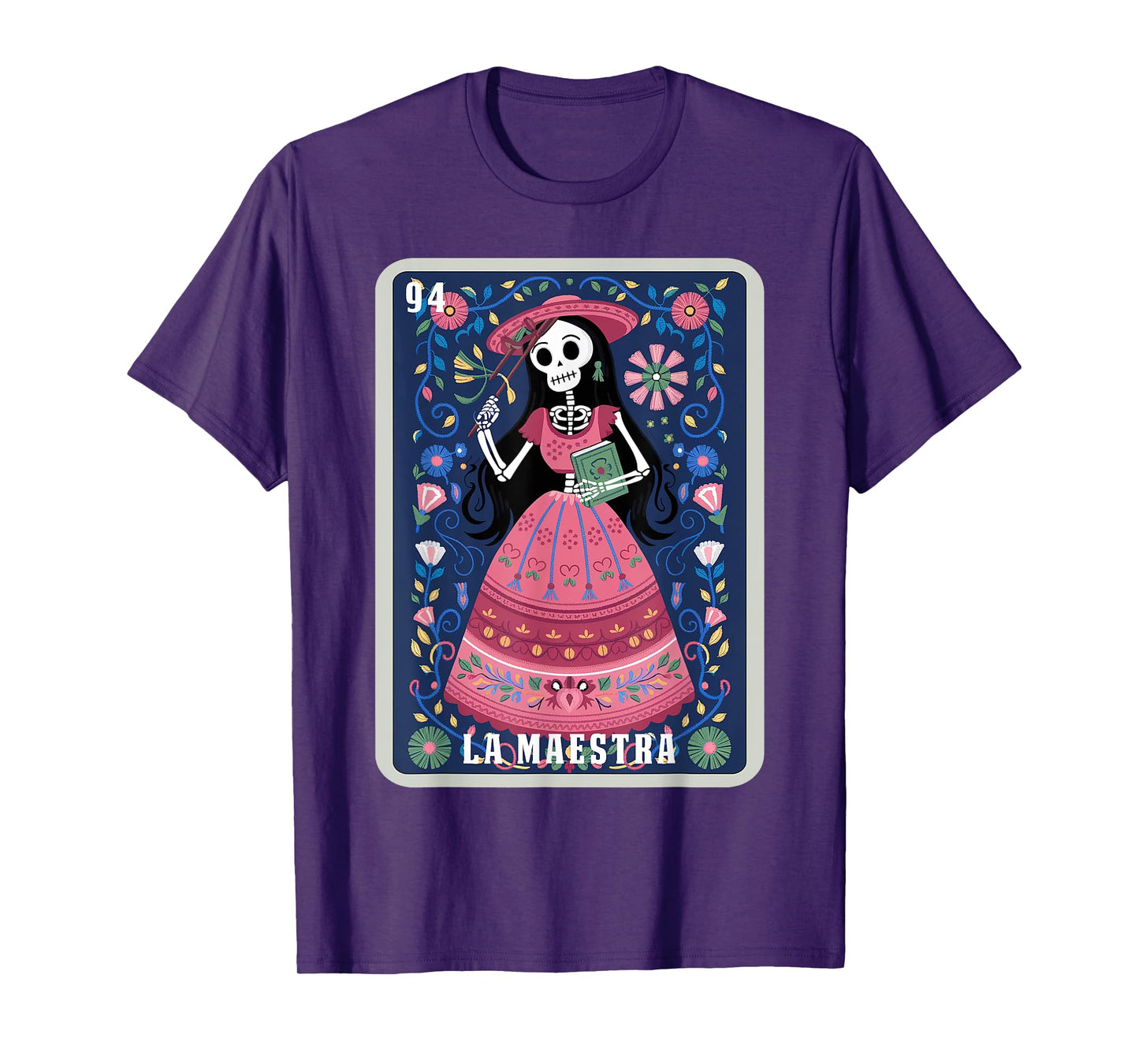 La Maestra Halloween Mexican Bingo Card Teacher Lottery Card T-Shirt