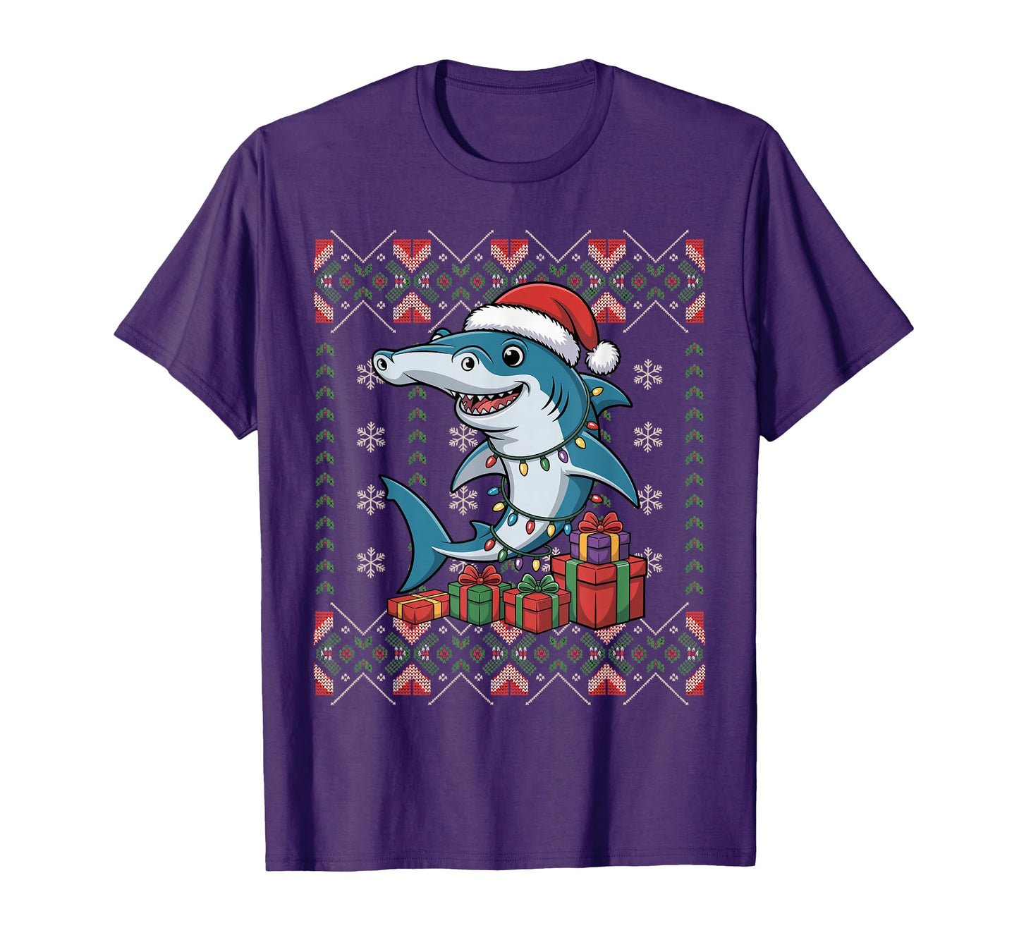Santa Hammerhead Shark Christmas Ugly Sweater Funny Holiday T-Shirt