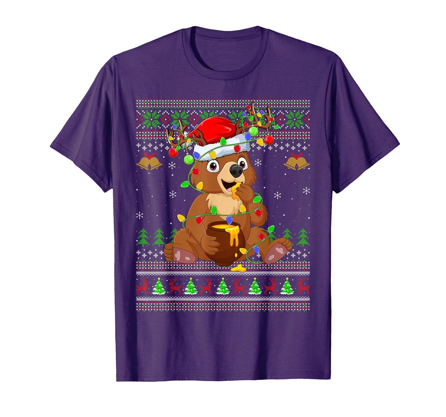 Funny Bear Ugly Christmas Sweaters Holiday Santa Cute Xmas T-Shirt