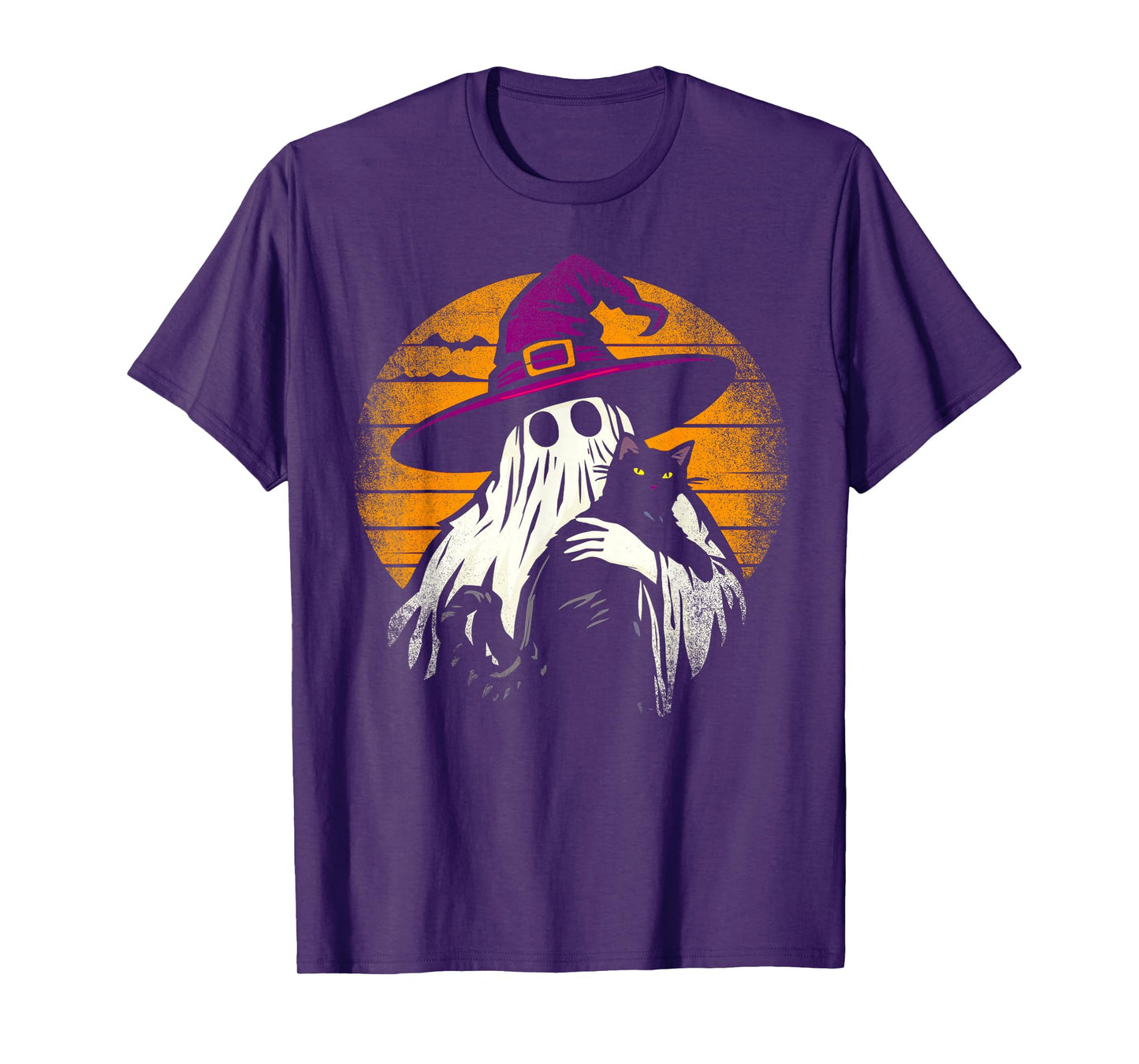 Retro Vintage Halloween Ghost Holding Black Cat T-Shirt
