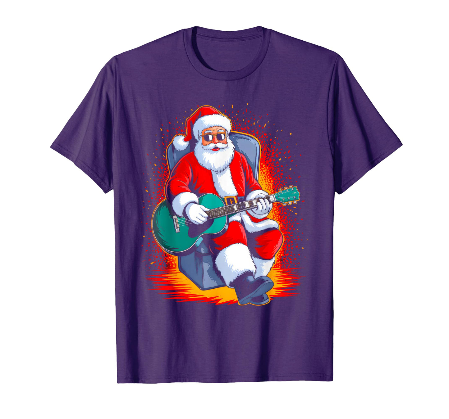 Guitar Classic Santa Playing Drums Funny Christmas Xmas T-Shirt