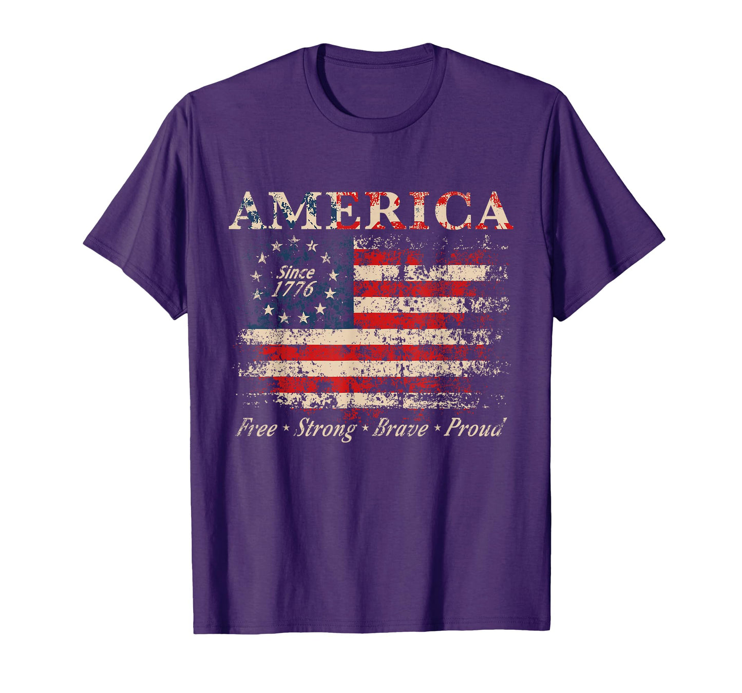 Distressed American Flag Patriotic USA Vintage 1776 T-Shirt