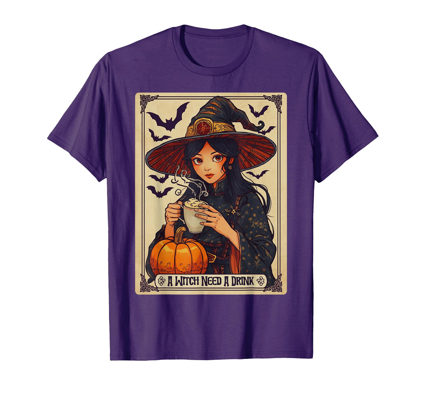 Vintage Halloween Witch Pumpkin Spice Latte Syrup Creamer T-Shirt